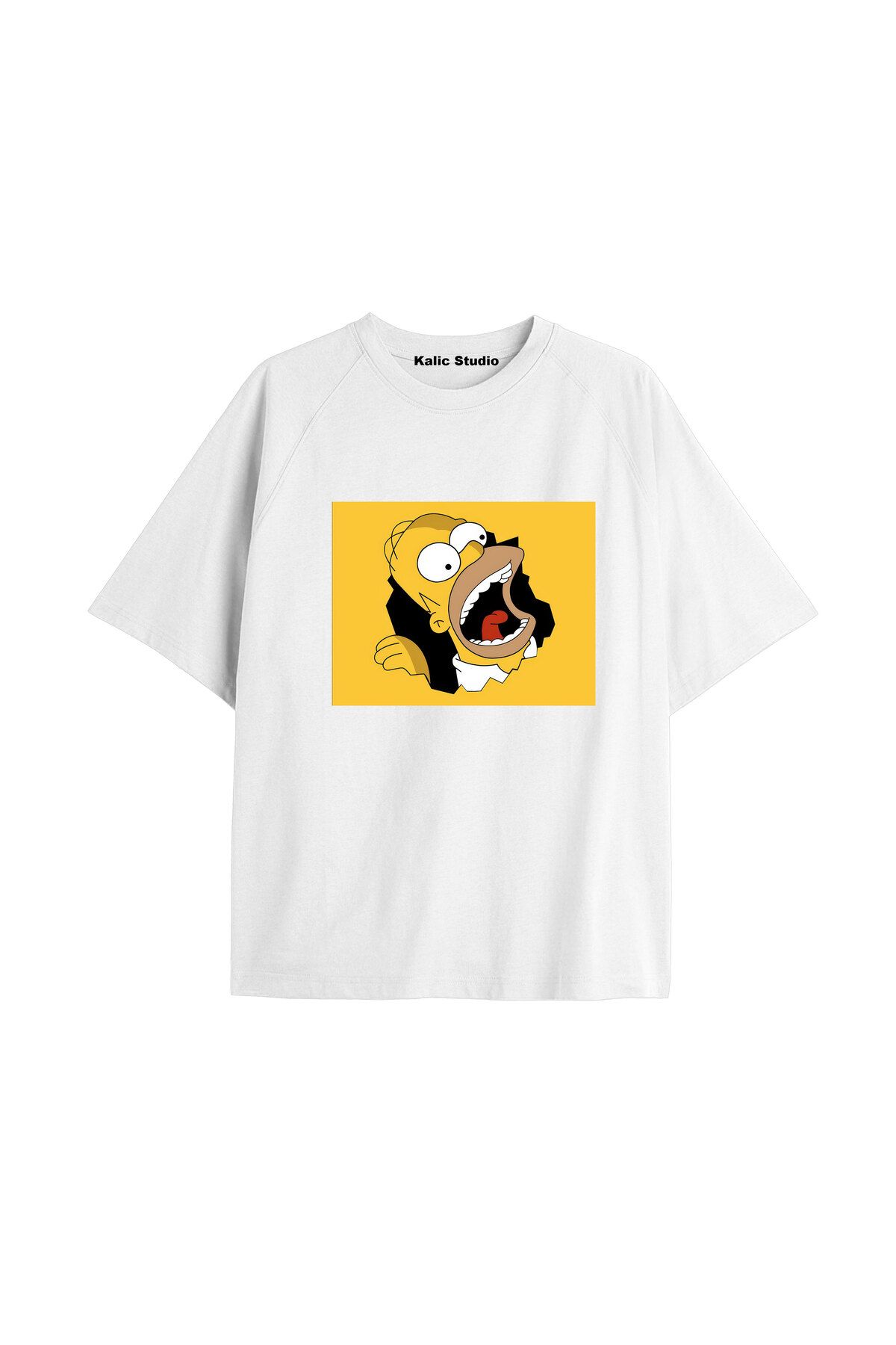 Kalic Studio Y2k vintage Simpson Baskılı Beyaz T-shirt KOD 273