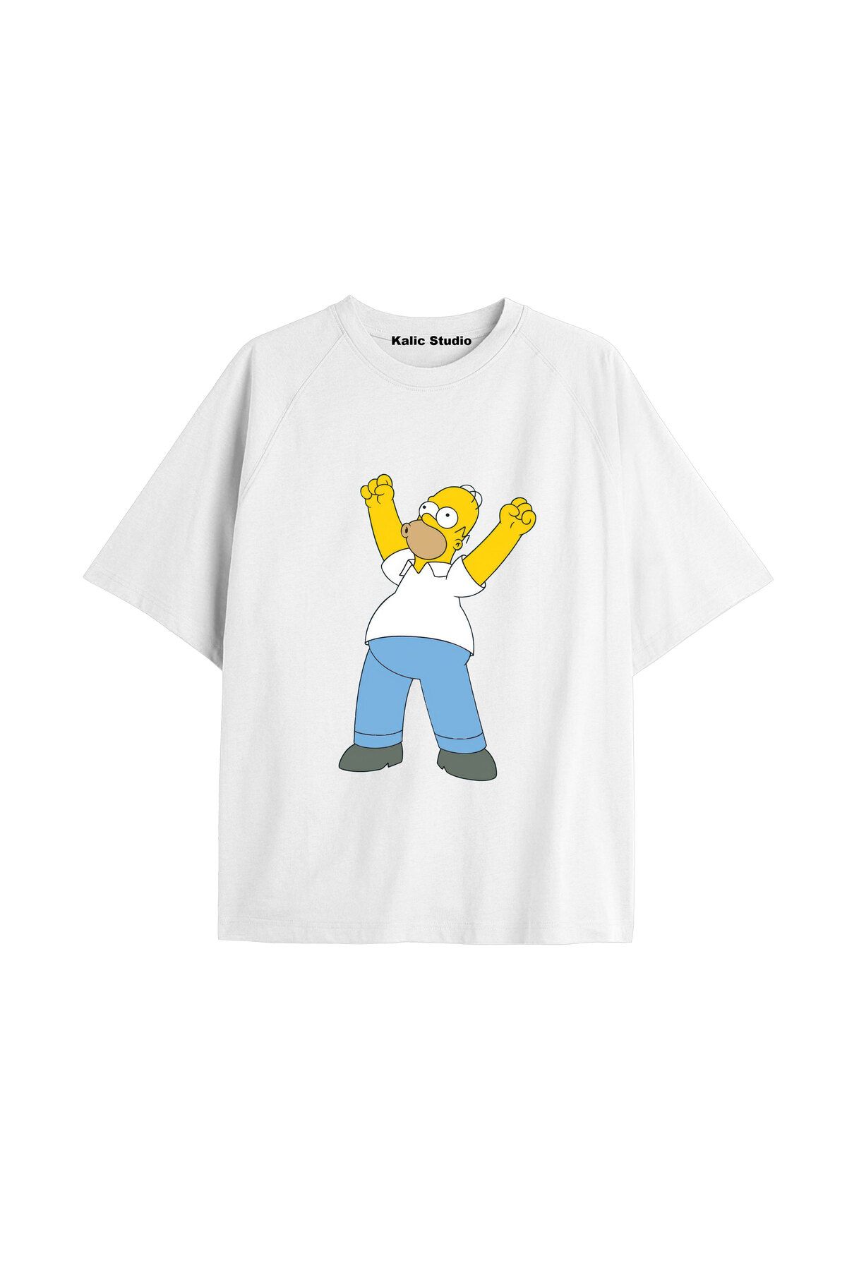 Kalic Studio Y2k vintage Simpson Baskılı Beyaz T-shirt KOD 276