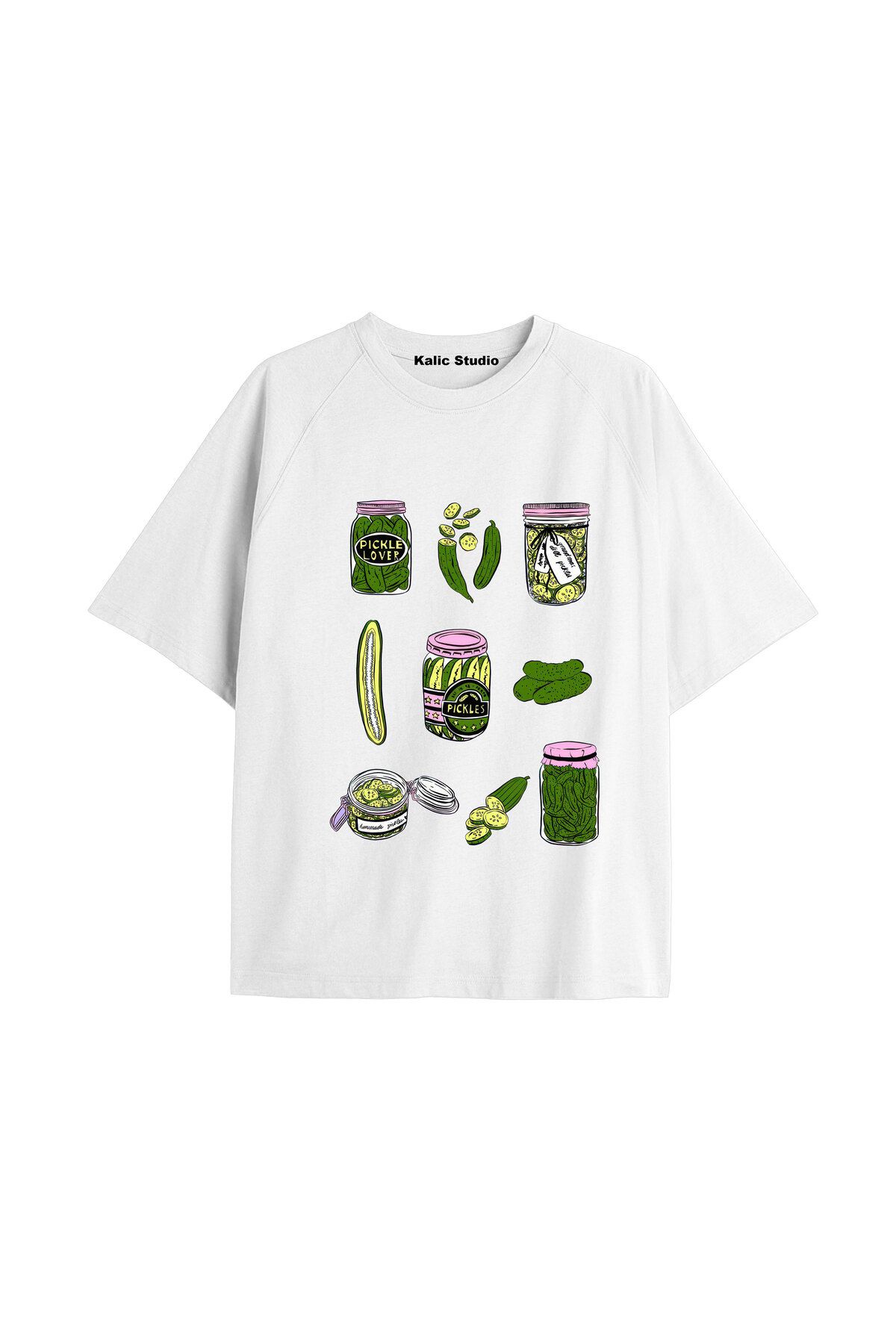 Kalic Studio Y2k vintage Pickles Baskılı Beyaz T-shirt KOD 202