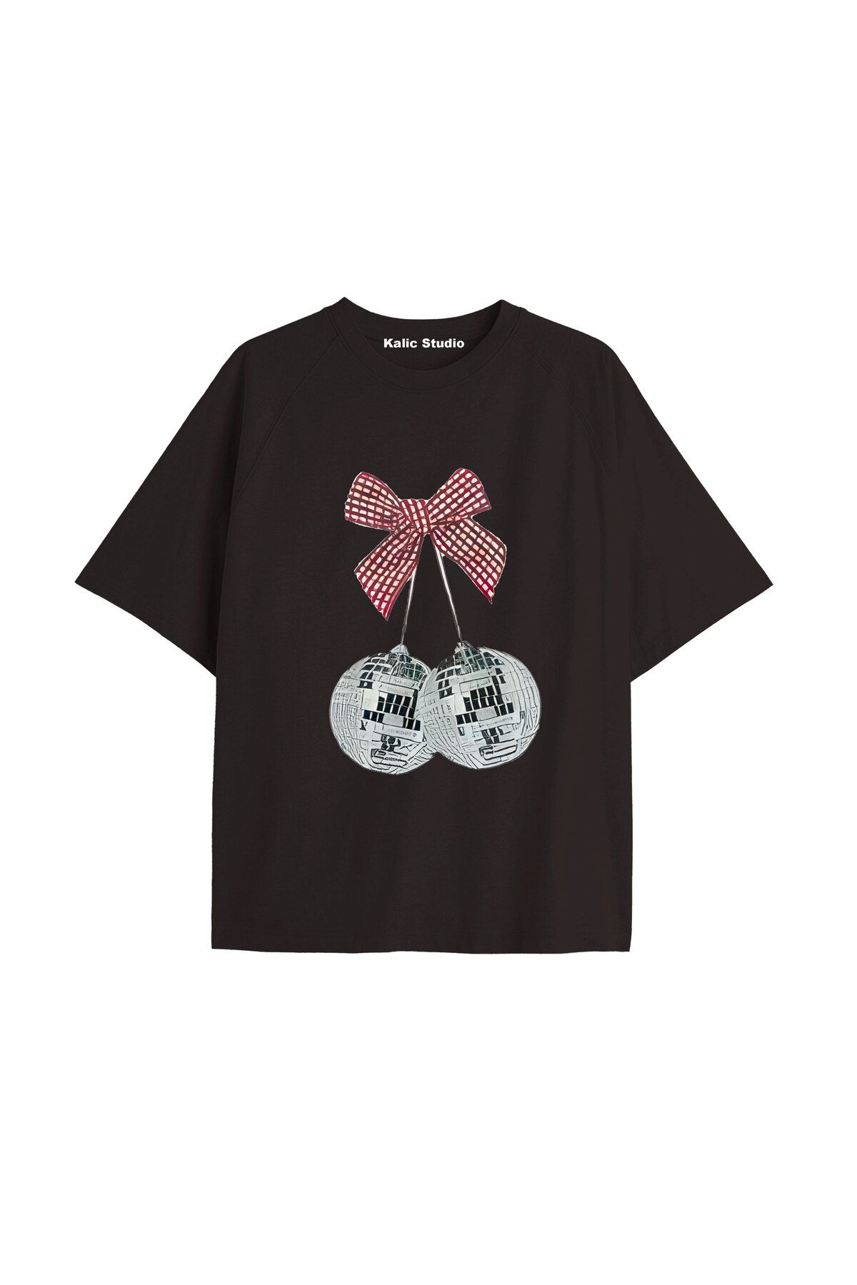 Kalic Studio Y2k vintage Cherry Baskılı Sİyah T-shirt KOD 96