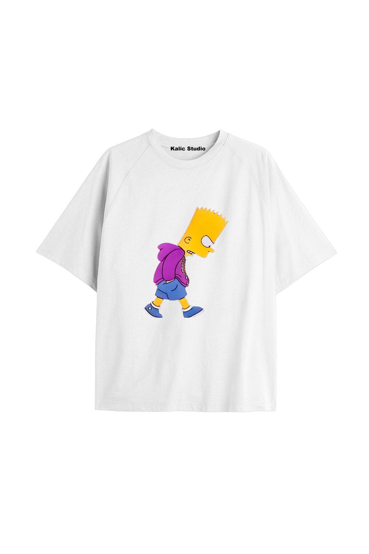 Kalic Studio Y2k vintage Simpson Baskılı Beyaz T-shirt KOD 268