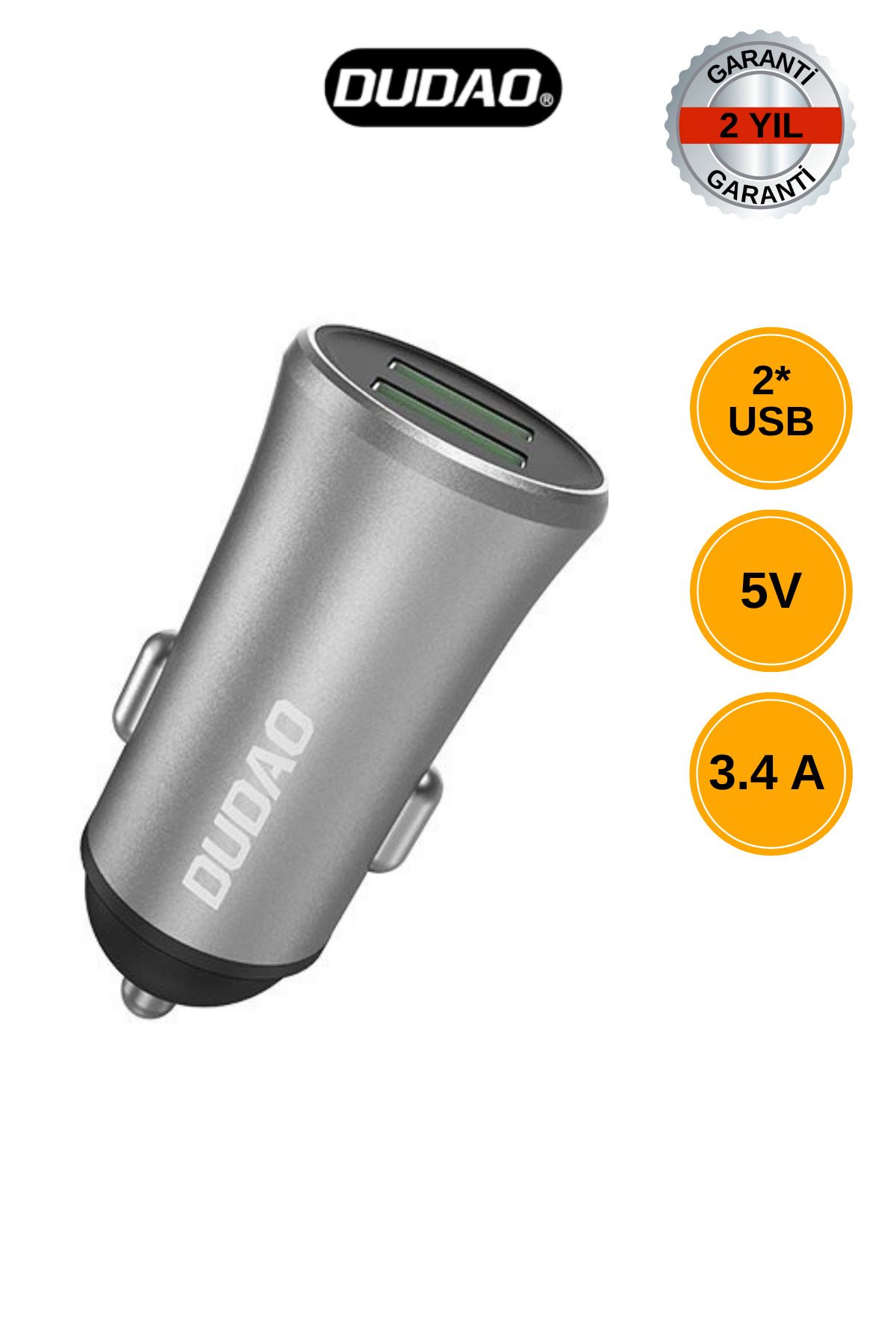 DUDAO R6S- DUDAO R6S 3.4A Akıllı 2x USB Araç Şarj Cihazı