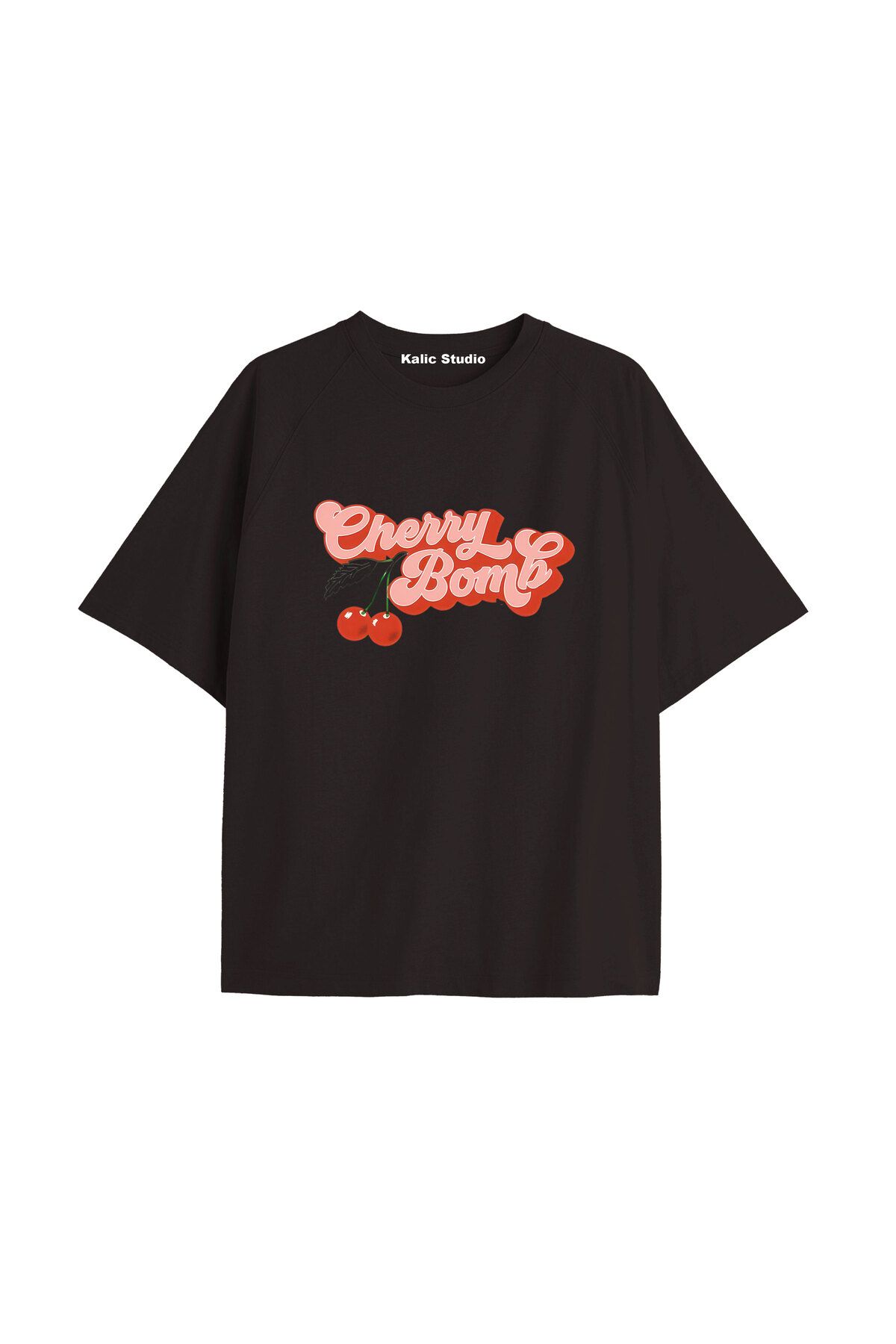 Kalic Studio Y2k vintage Cherry Baskılı Sİyah T-shirt KOD 77