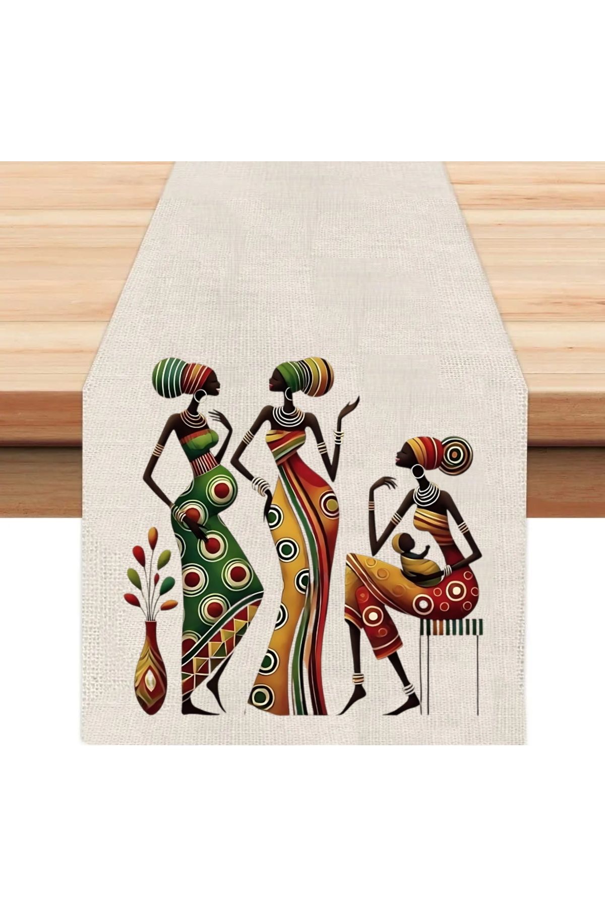 Hediye Molası Afrikalı Kadınlar Runner, Runer, Masa Örtüsü, Sofranıza Zarafet Katın Runner, Masa Örtüsü