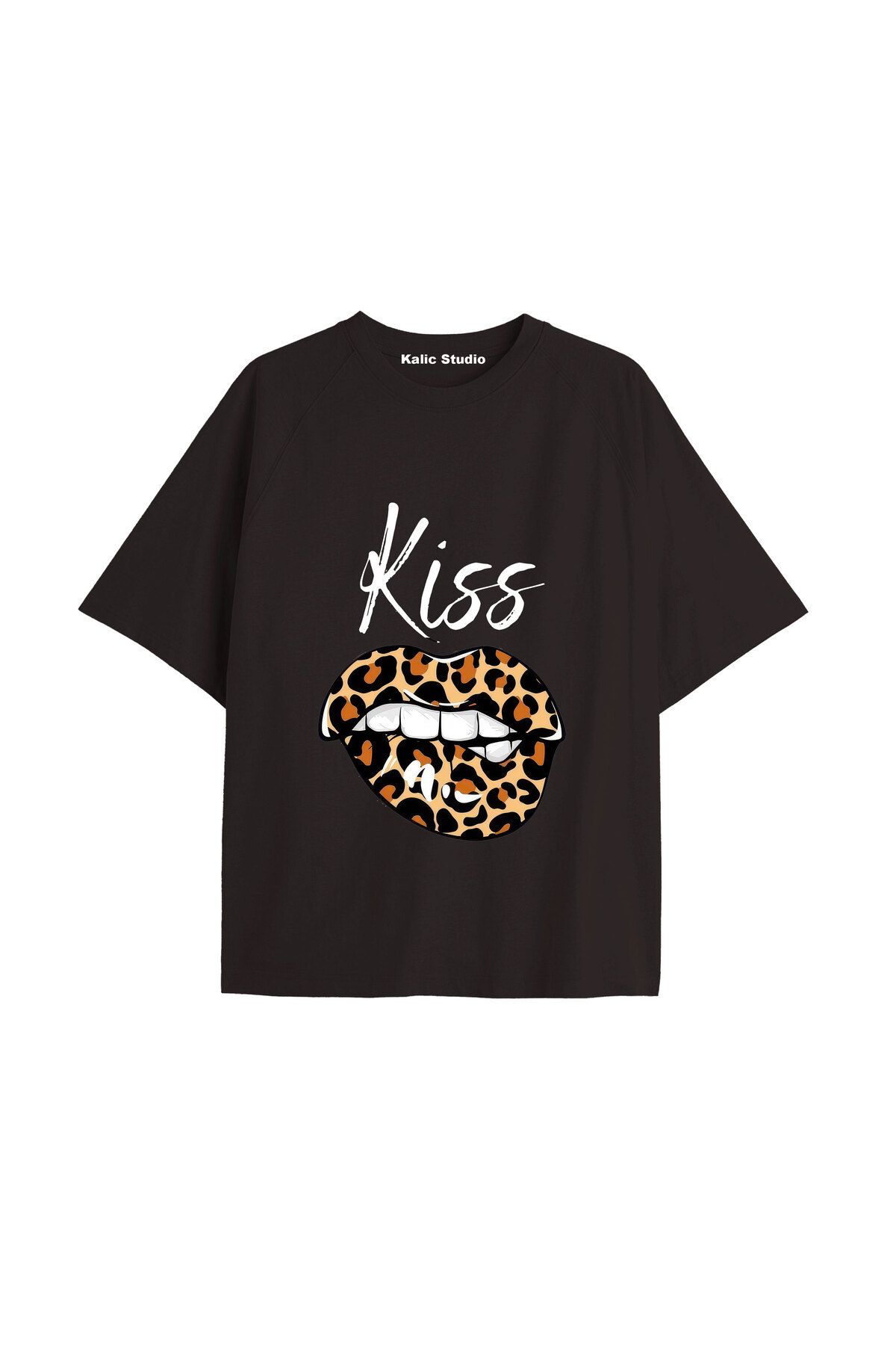 Kalic Studio Y2k vintage Leopar Baskılı Sİyah T-shirt KOD 147