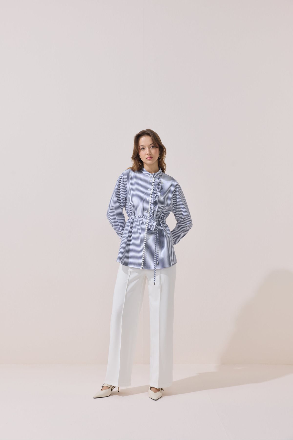 NUR KALAY COLLECTION FİSTOLU ÇİZGİLİ TUNİK
