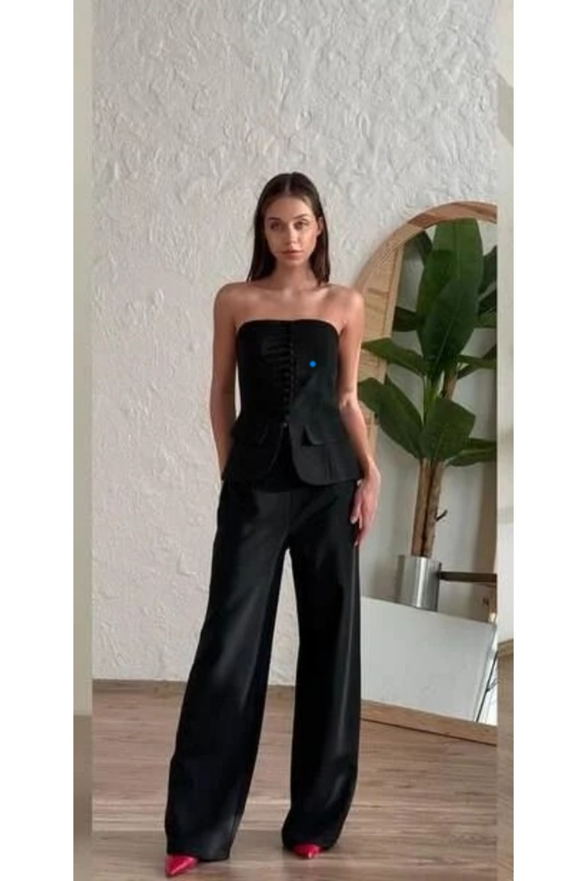 PEUR COLLECTION Pantalon Straples Üst Takım-M - SİYAH