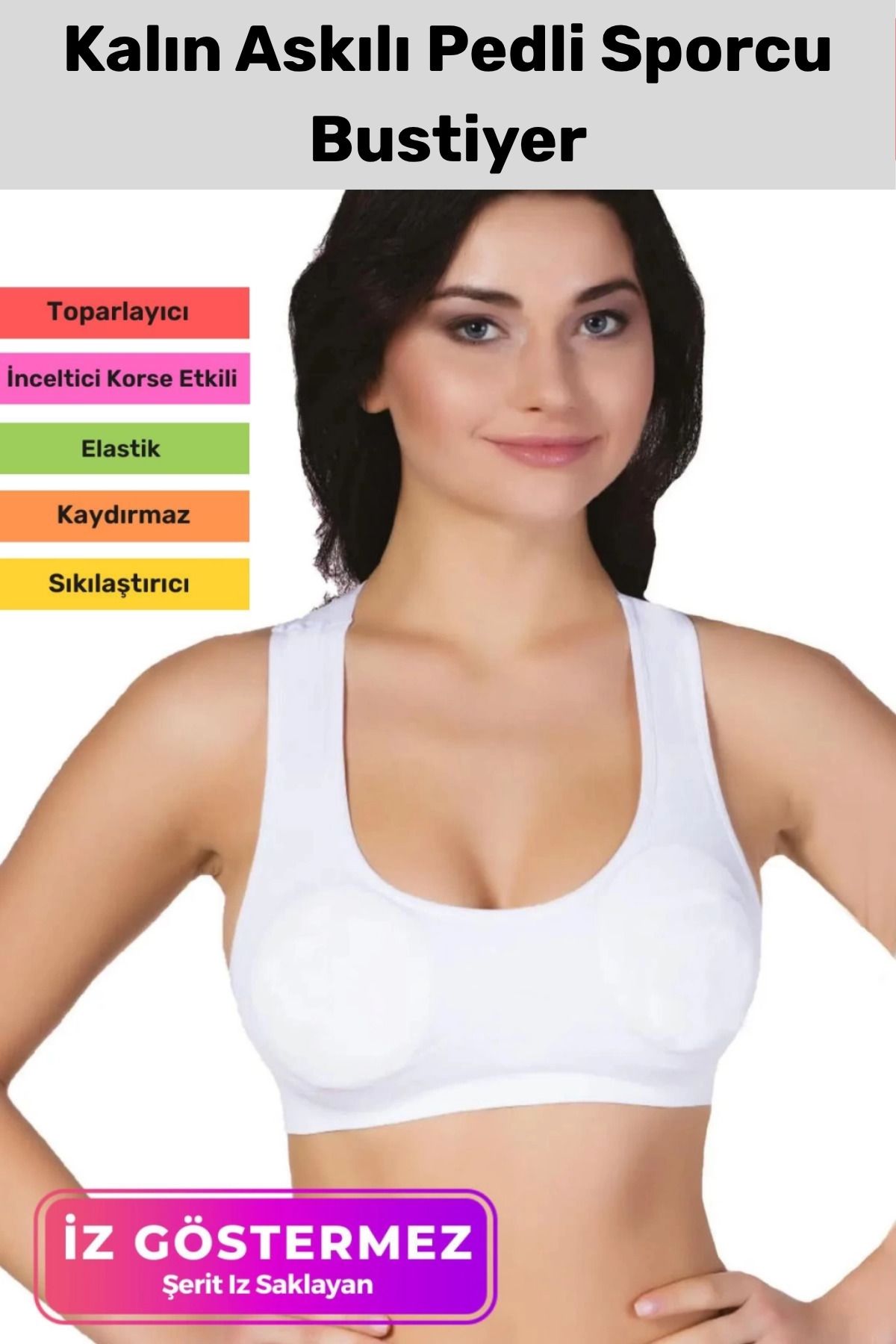 PeraNova Premium Esnek Rahat Sıkılaştırıcı Toparlayıcı Şekillendirici Kalın Askılı Sporcu Pedli Bustiyer