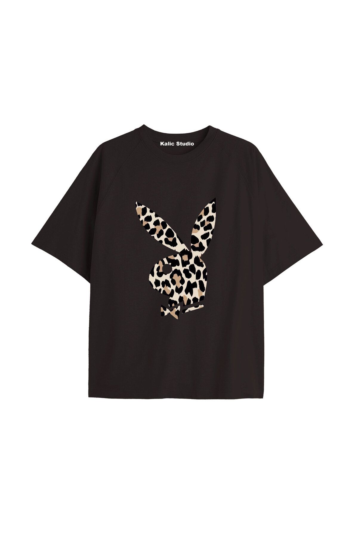 Kalic Studio Y2k vintage Leopar Baskılı Sİyah T-shirt KOD 150