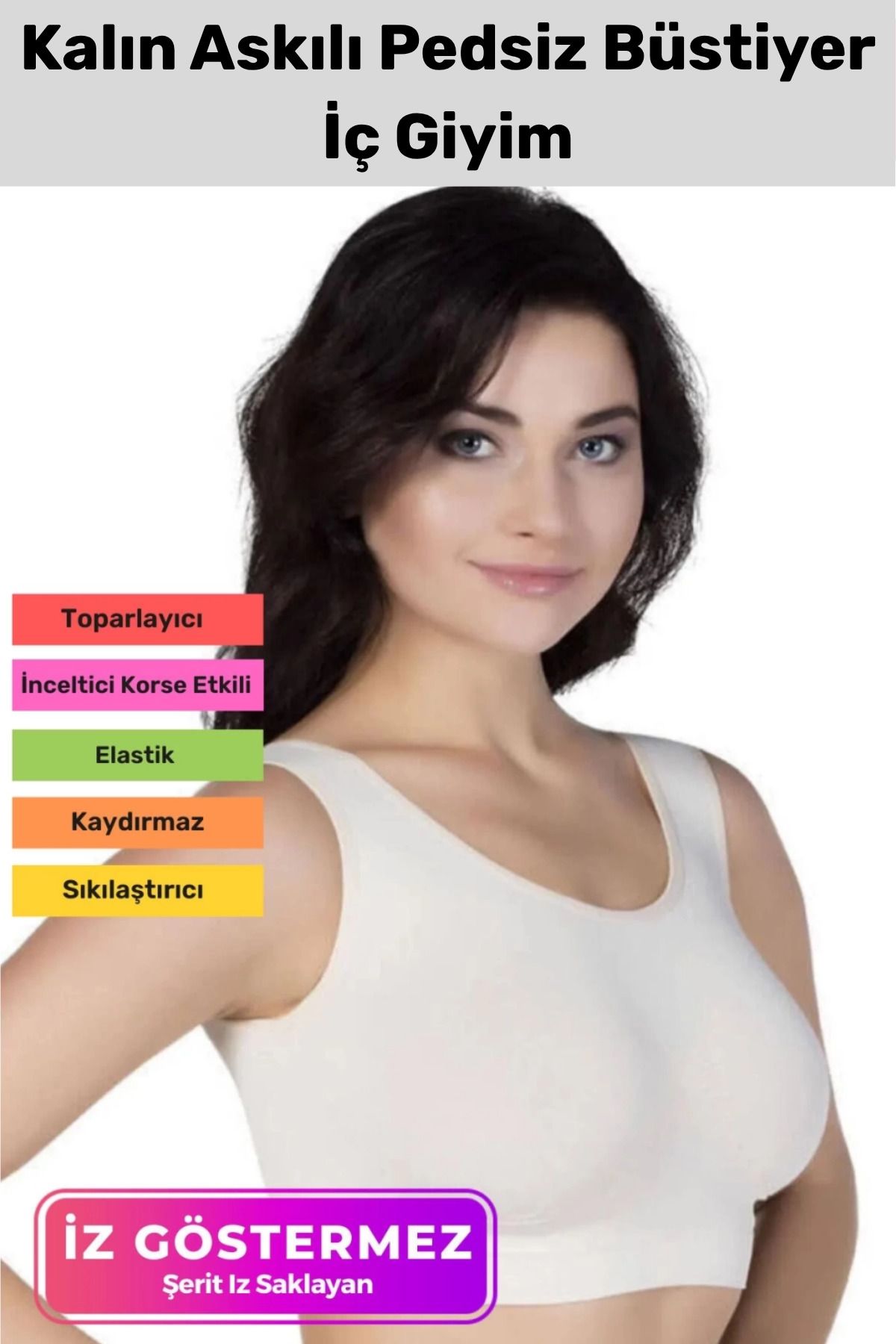 PeraNova Premium Pedsiz Rahat Günlük Spor Sıkılaştırıcı Toparlayıcı Kalın Askılı Dikişsiz Büstiyer