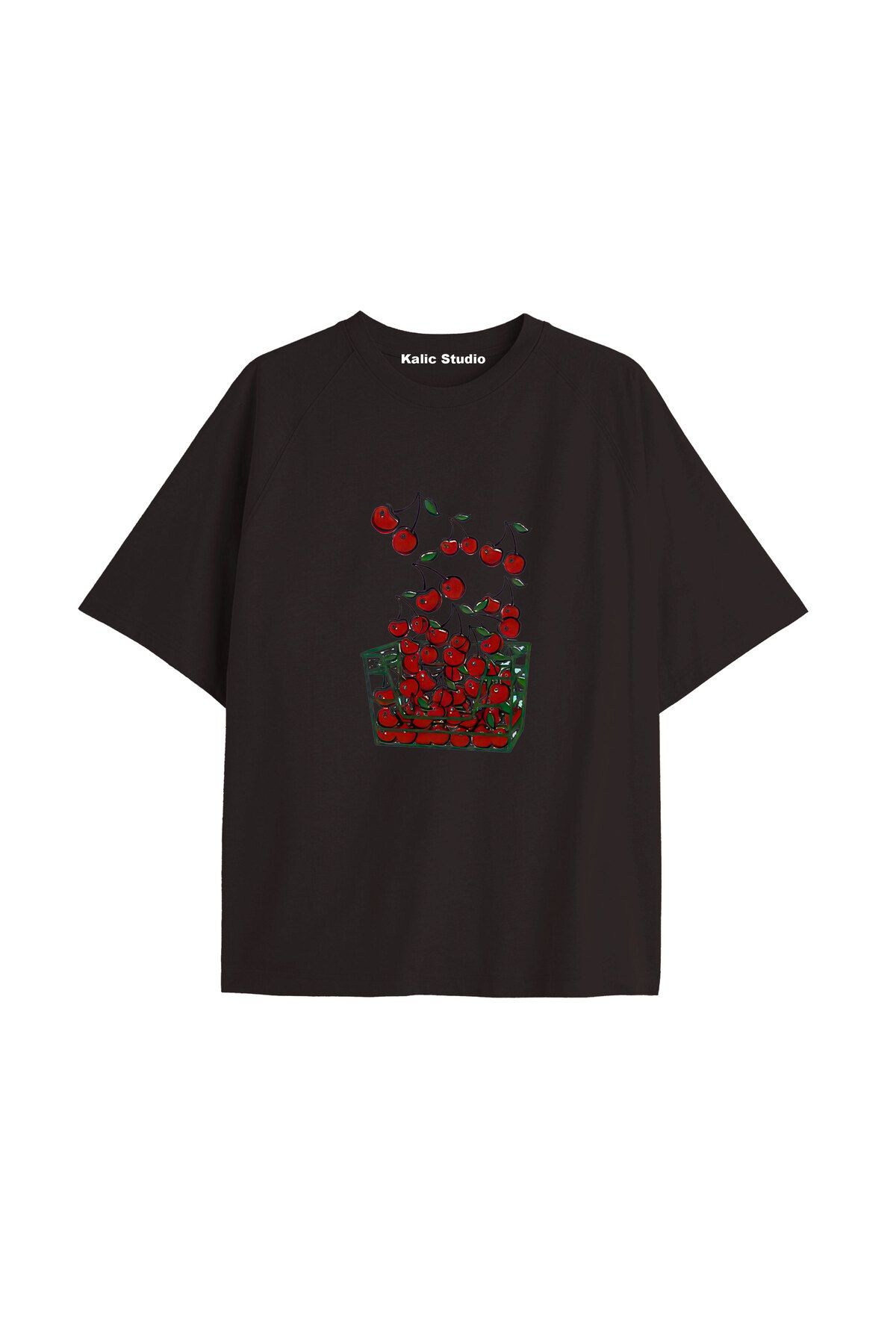 Kalic Studio Y2k vintage Cherry Baskılı Sİyah T-shirt KOD 85