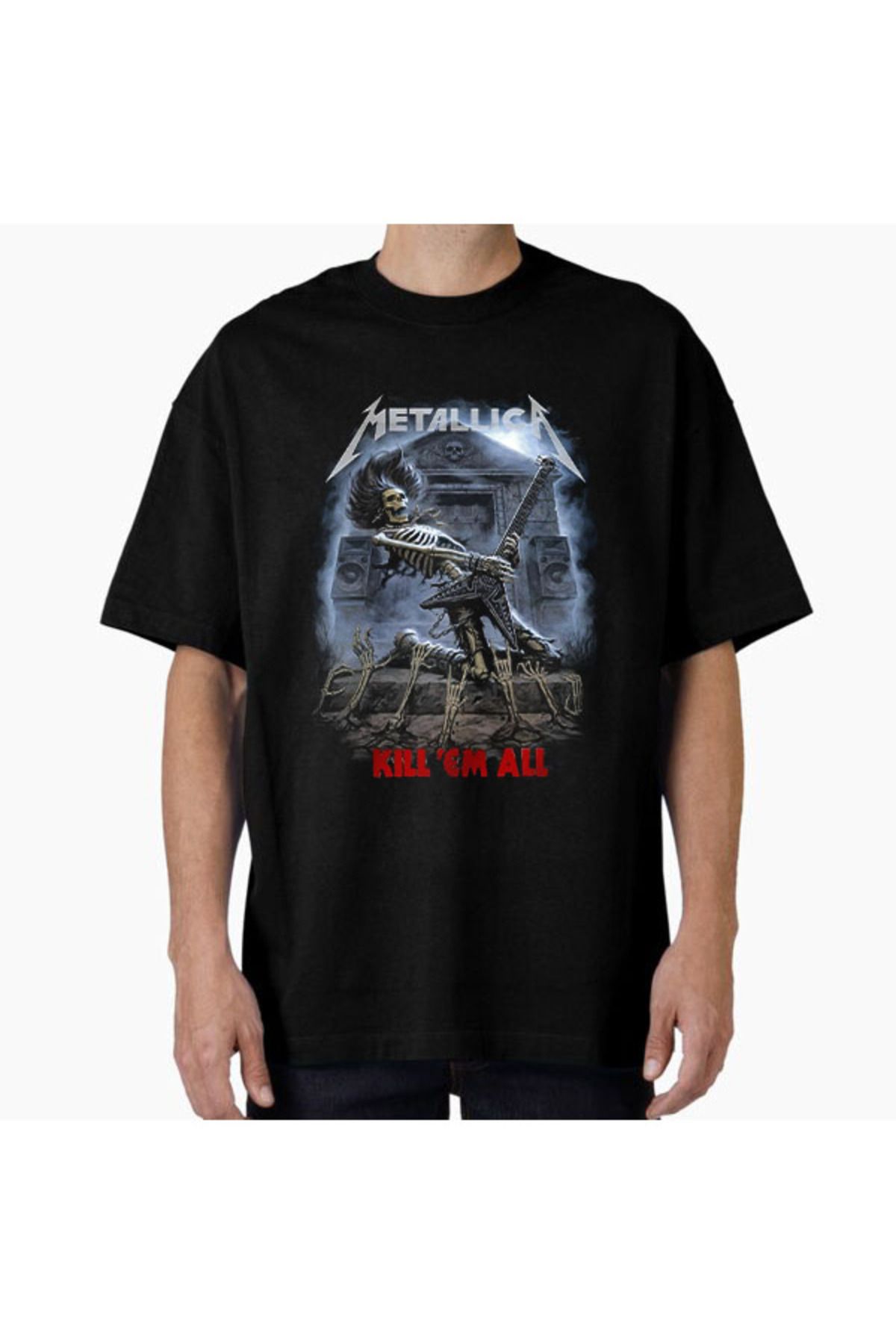 COMVİCHO Unisex Metallica17 Tasarım Baskılı Oversize T-Shirt