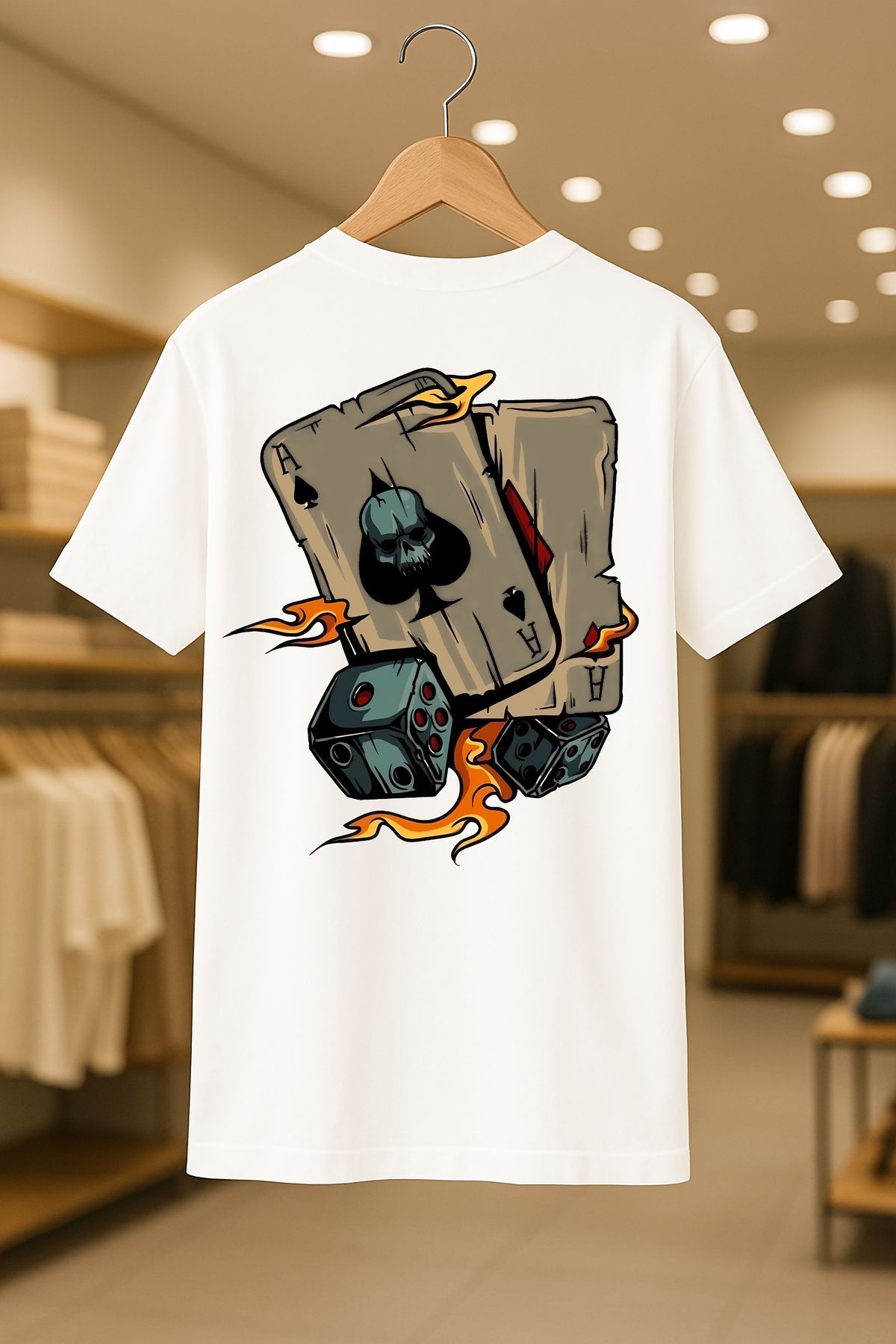 SELF CONTROL Poker Oversize Unisex %100 Pamuklu Nefes Alan Kalin Kumaşlı T-Shirt