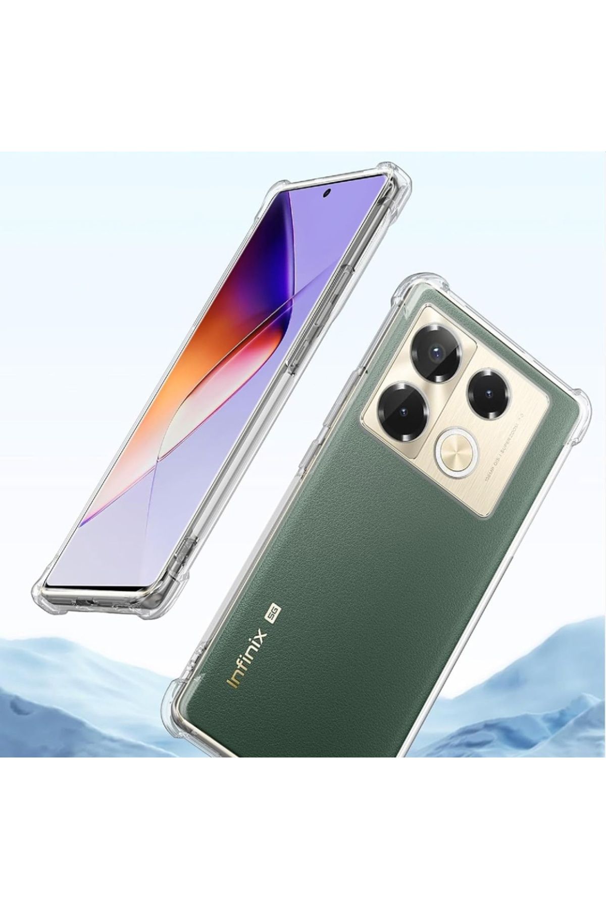 SKYDDAR INNOVATION-Husă pentru Infinix Note 40, rezistentă la șocuri, transparentă, din silicon subțire, transparentă, set de autocolante 4