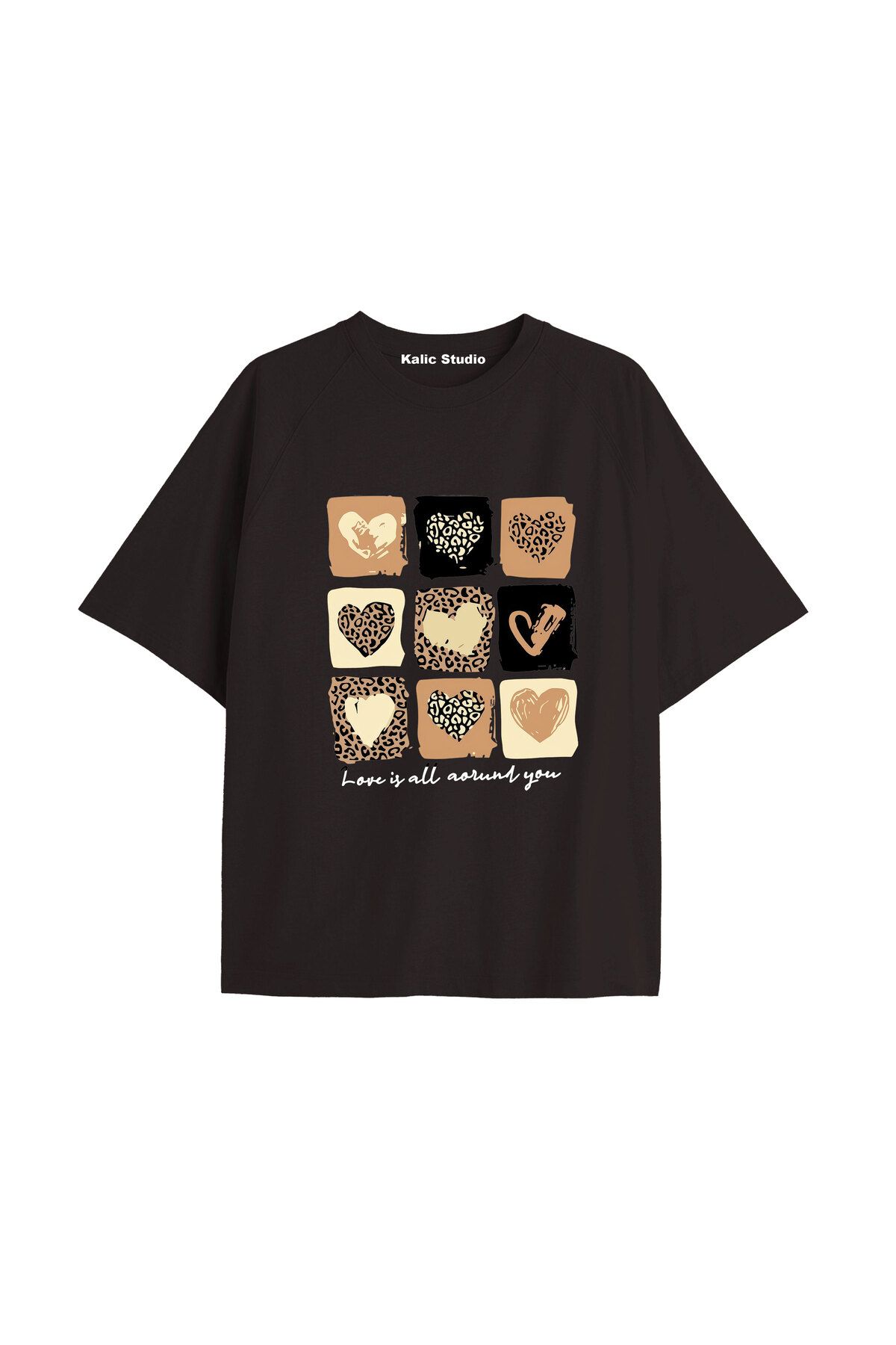 Kalic Studio Y2k vintage Leopar Baskılı Sİyah T-shirt KOD 156