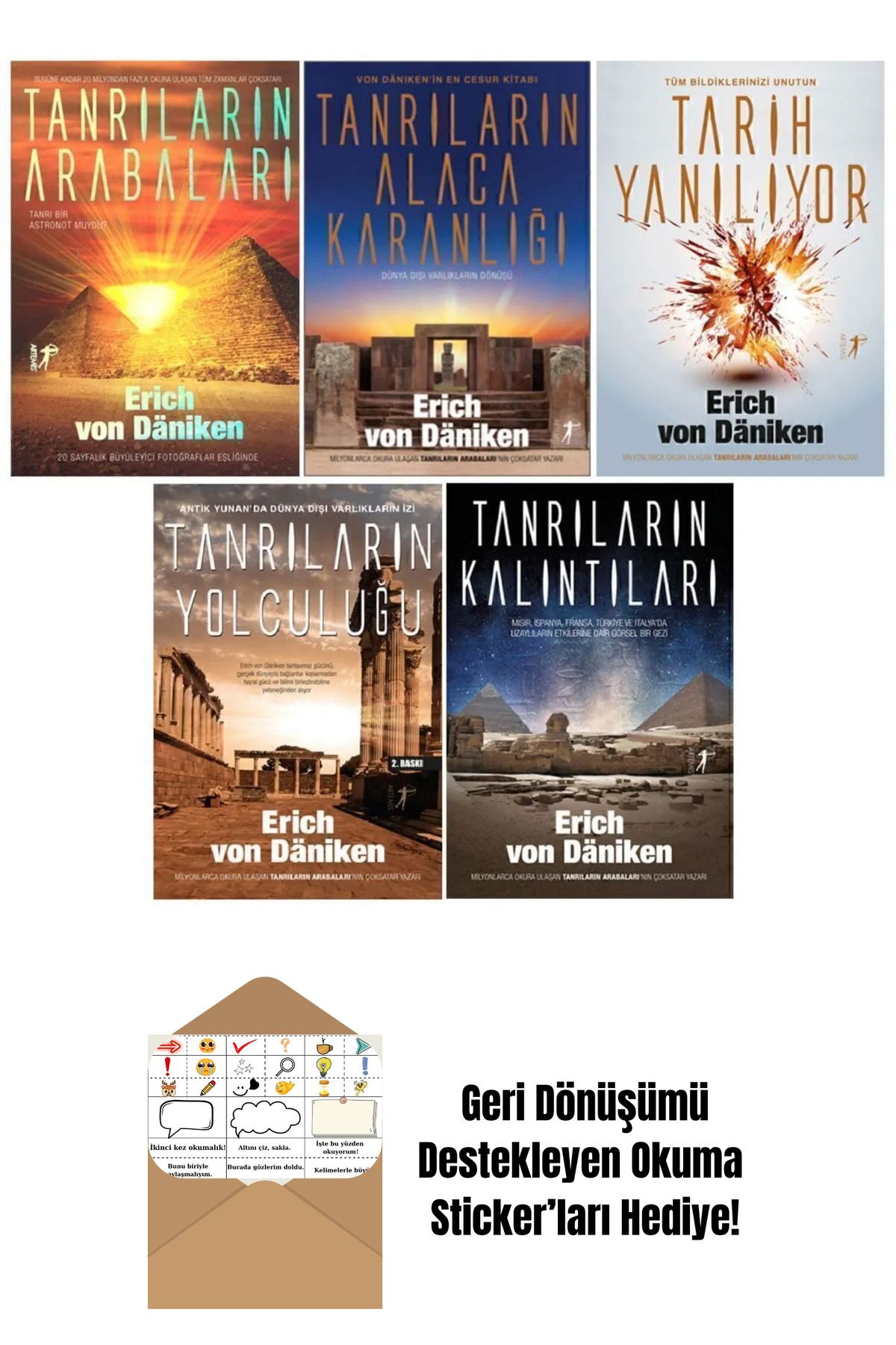 Artemis Yayınları Erich Daniken 5 Kitap Set + Okuma Sticker'ları