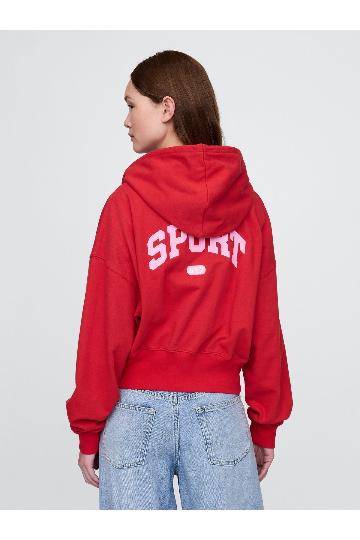 GAP Kadın Kırmızı Heavyweight Fransız Havlu Kumaş Sweatshirt