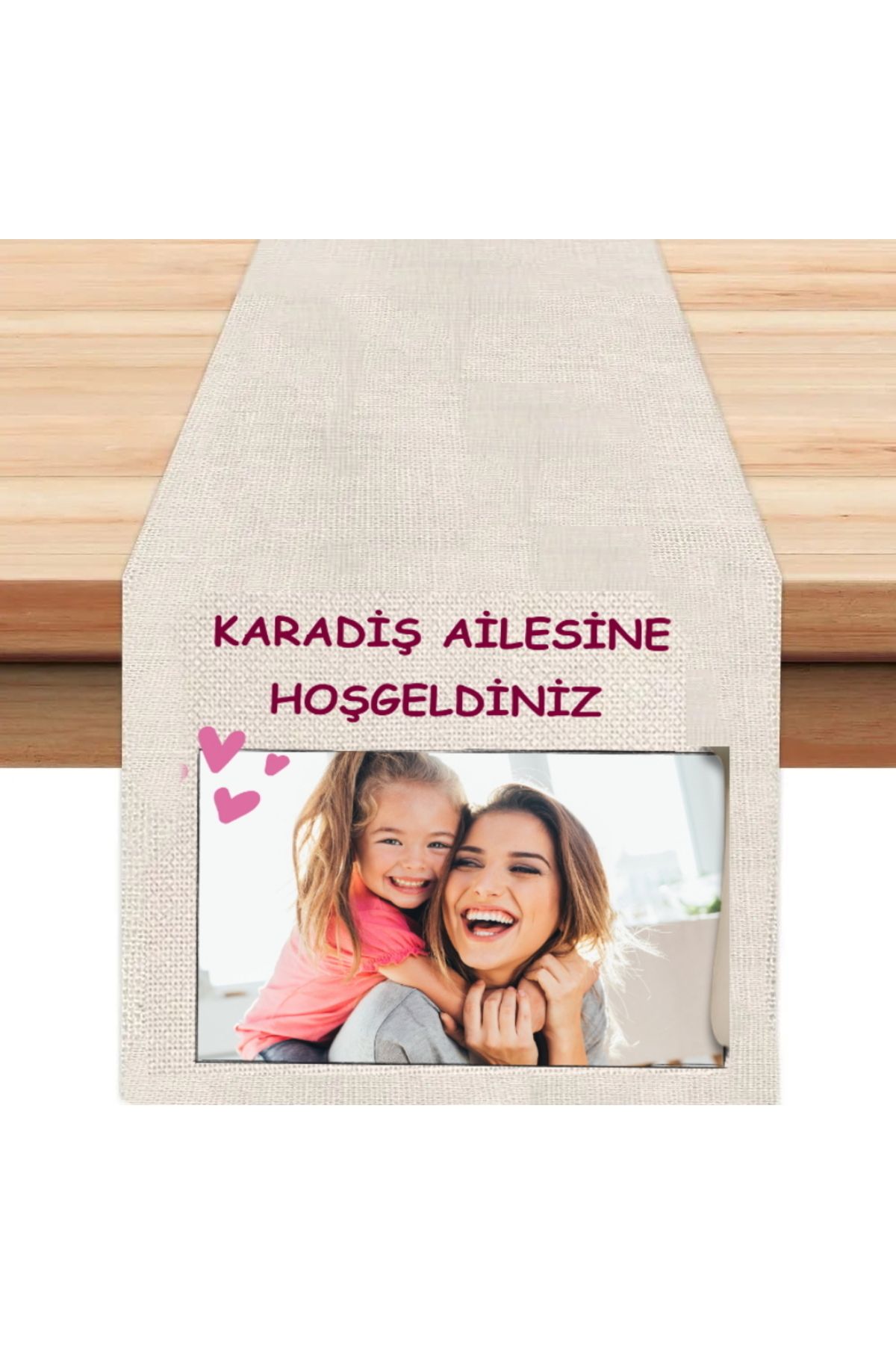 Hediye Molası Kişiye Özel Fotoğraflı ve Yazılı Runner, Runer, Masa Örtüsü, Sofranıza Zarafet Katın Runner