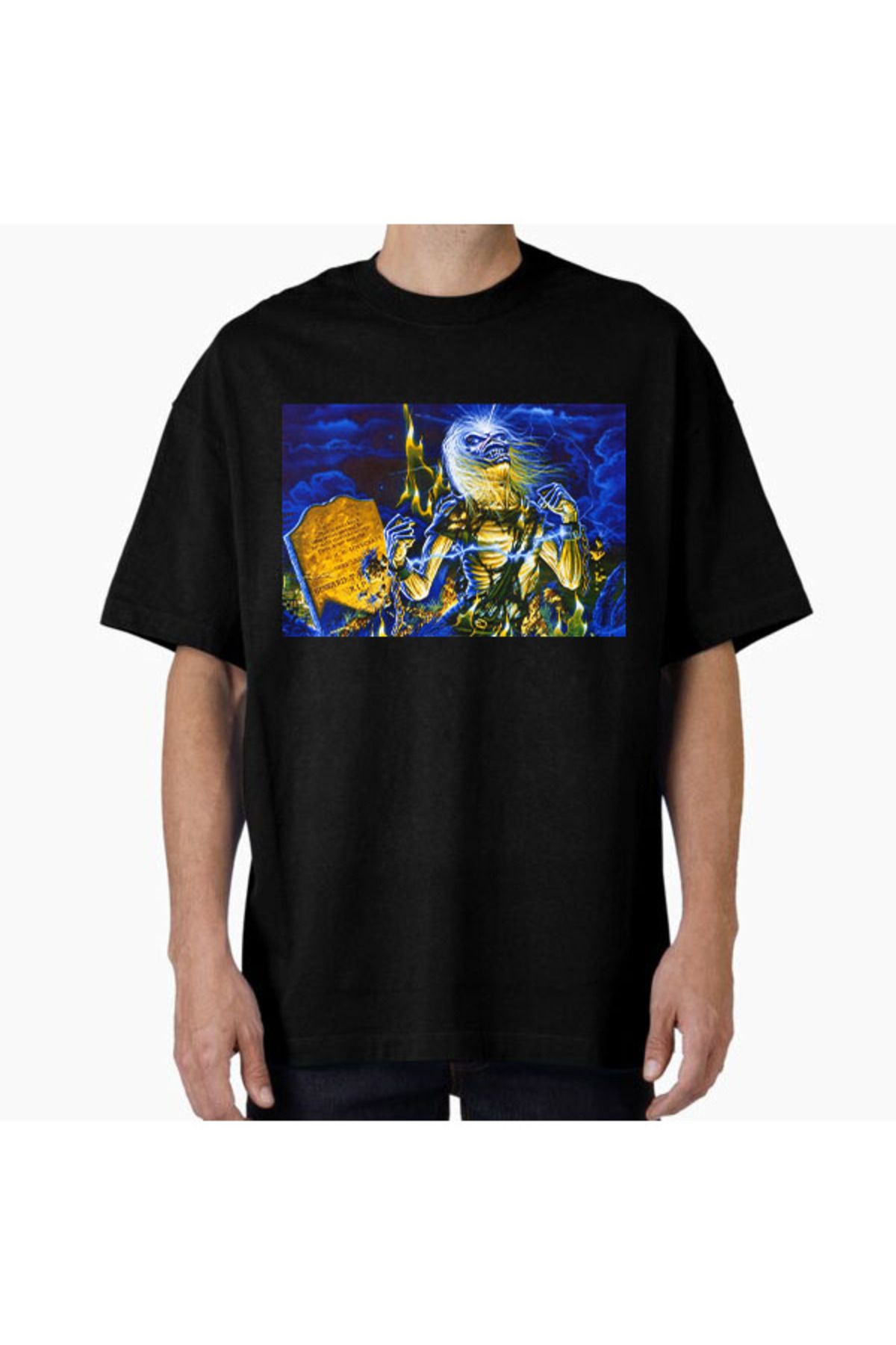 COMVİCHO Unisex MAIDEN1 Tasarım Baskılı Oversize T-Shirt