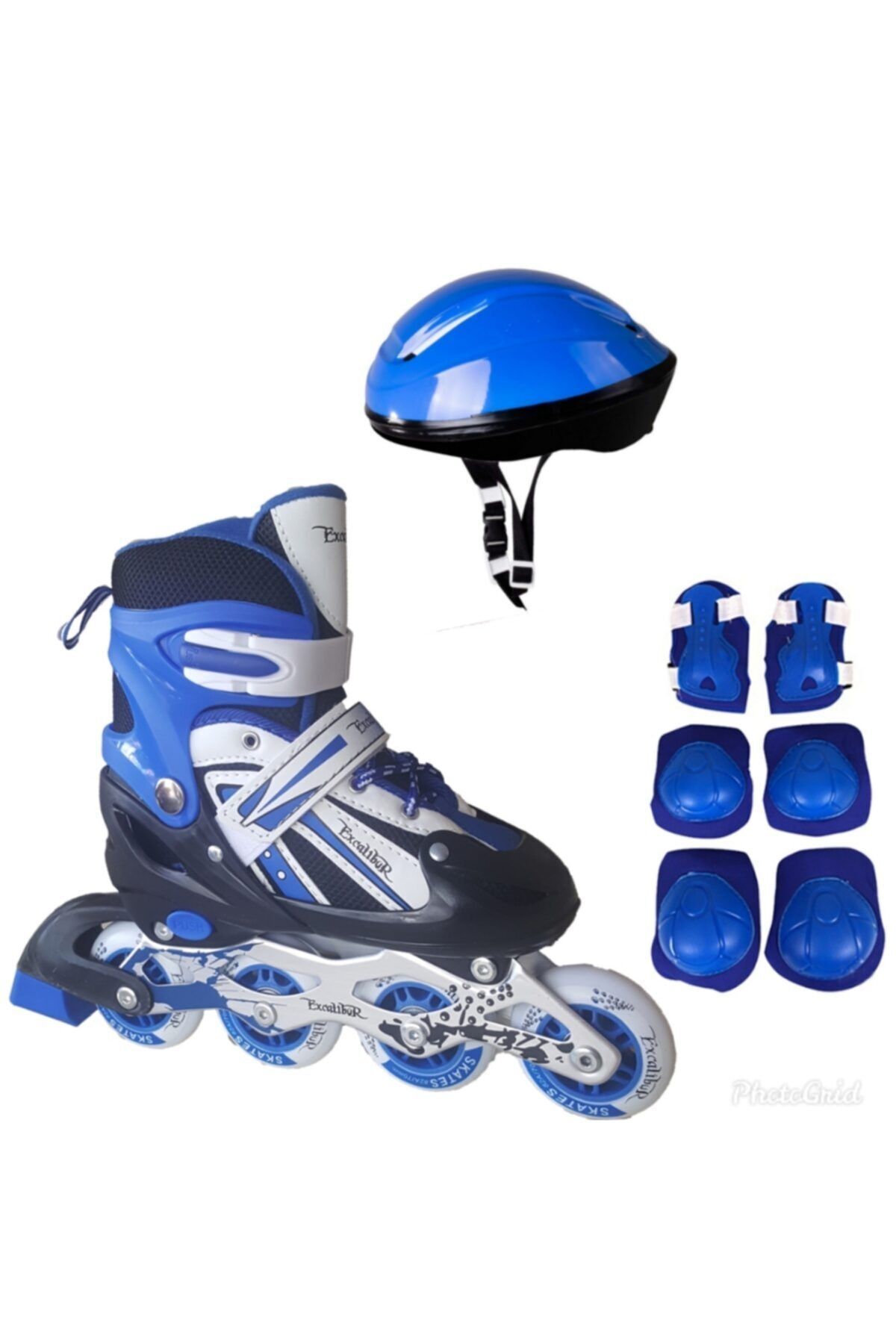 SerenityHaven Çift Sıra Ayarlanabilir Alıştırma Pateni + Kask + Dizlik Seti