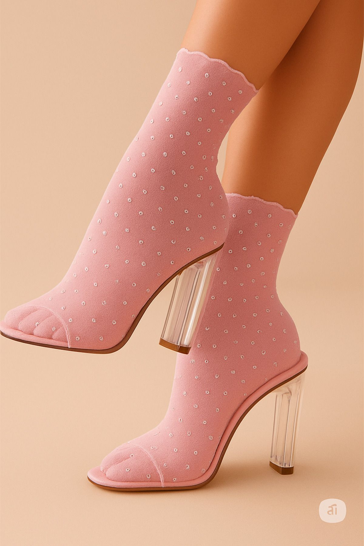 DİLARRA Boutique Pembe Pullu Tül Çorap