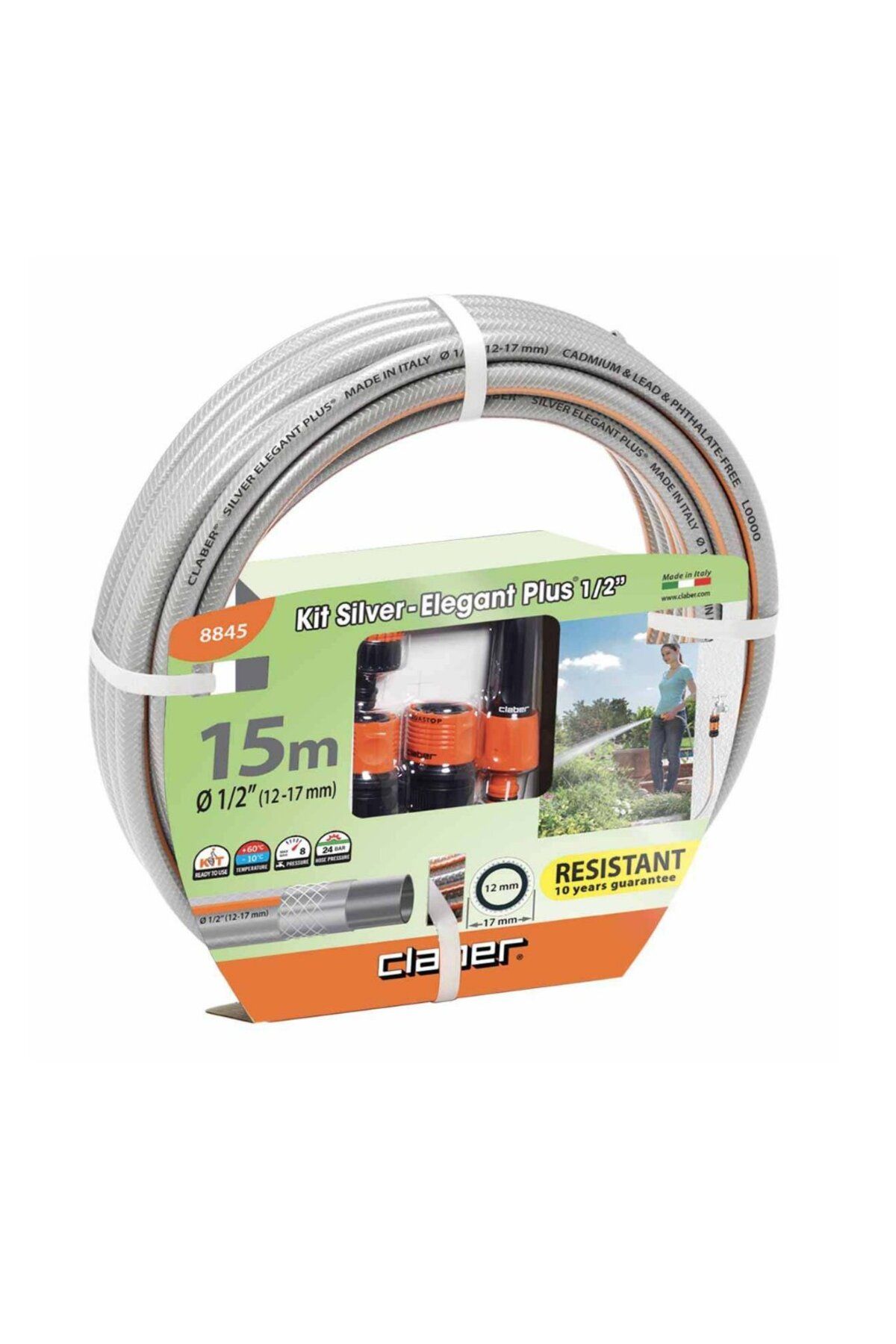 CLABER 8845 Silver Elegant Kit 15 Metrelik Hortum ve Sulama Seti