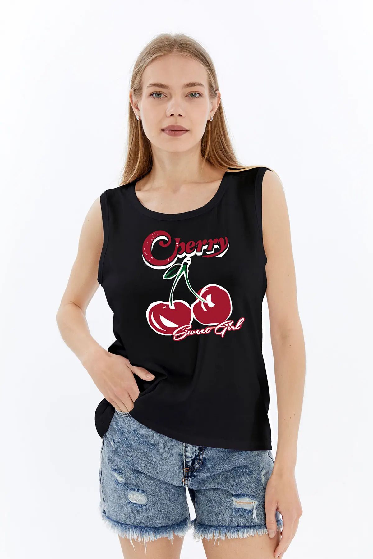 MYFORA Cherry Kiraz Desenli Viskon Kadın Atlet
