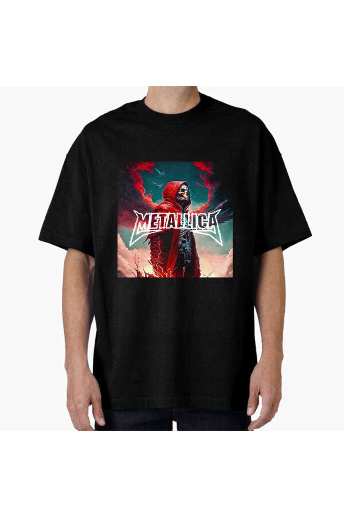 COMVİCHO Unisex Metallica33 Tasarım Baskılı Oversize T-Shirt