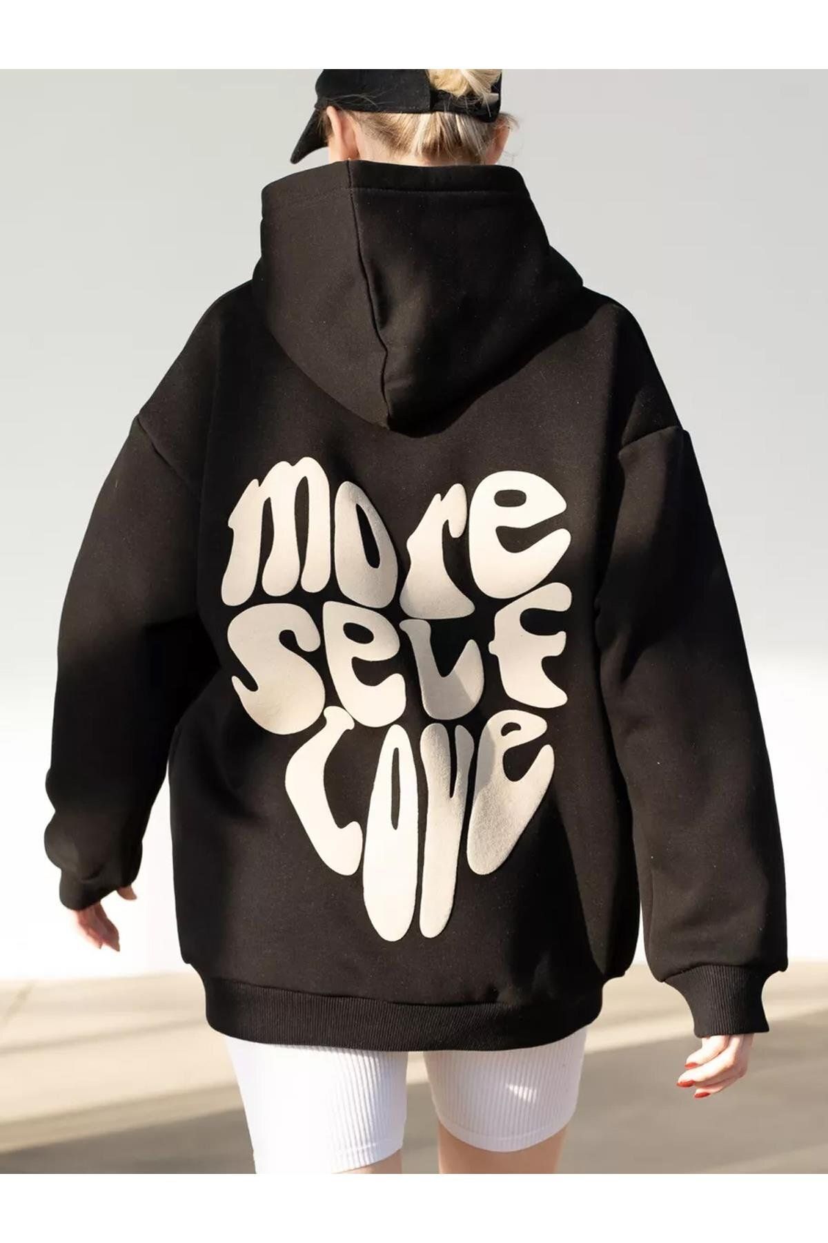 Boi Unisex More Self Love Sweatshirt Siyah