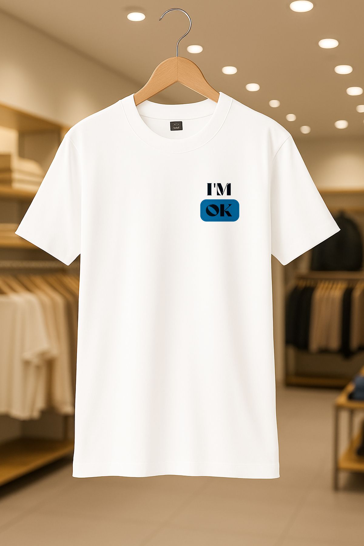 CC STORE I'M OK Oversize Unisex %100 Pamuklu Nefes Alan Kalin Kumaşlı T-Shirt