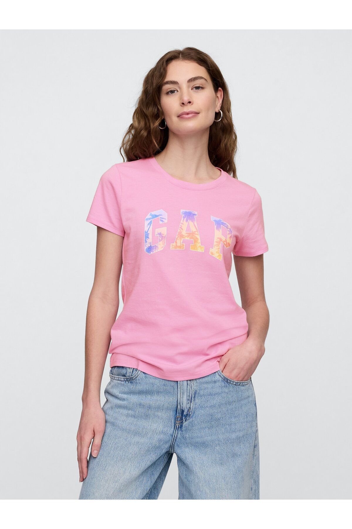 GAP Kadın Açık Pembe Gap Logo T-Shirt