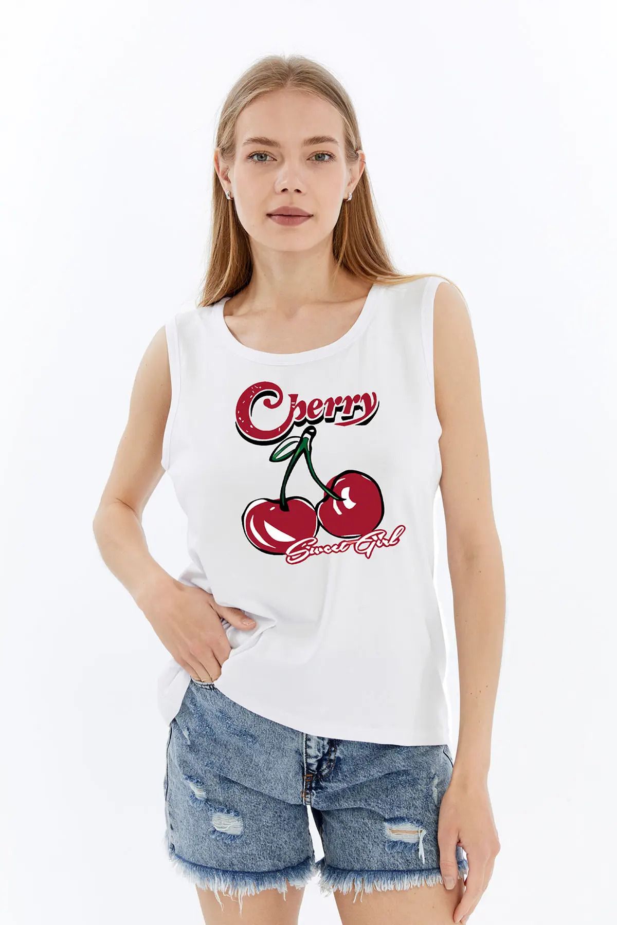 MYFORA Cherry Kiraz Desenli Viskon Kadın Atlet