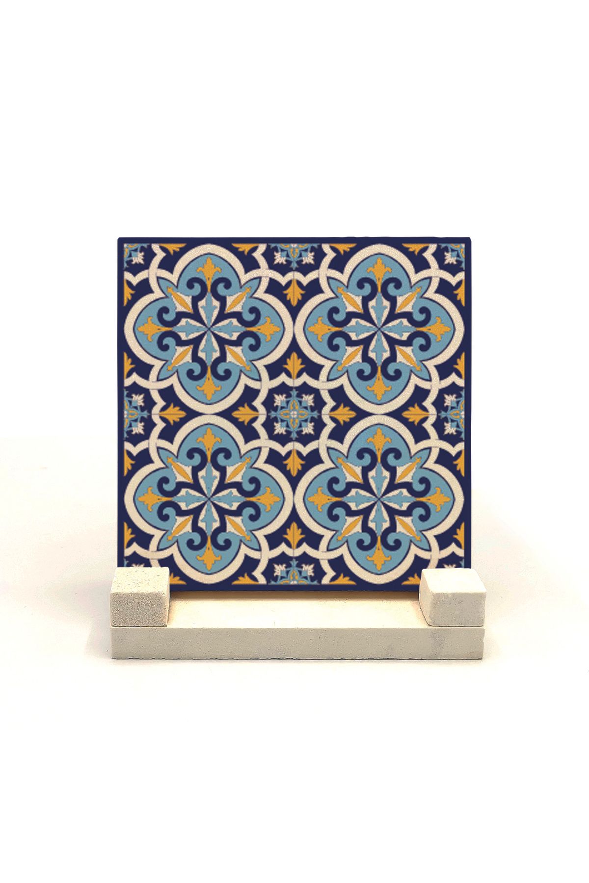 Souvenest İtalyan Deseni Baskılı Doğaltaş Masaüstlük 10x10 Kd-73