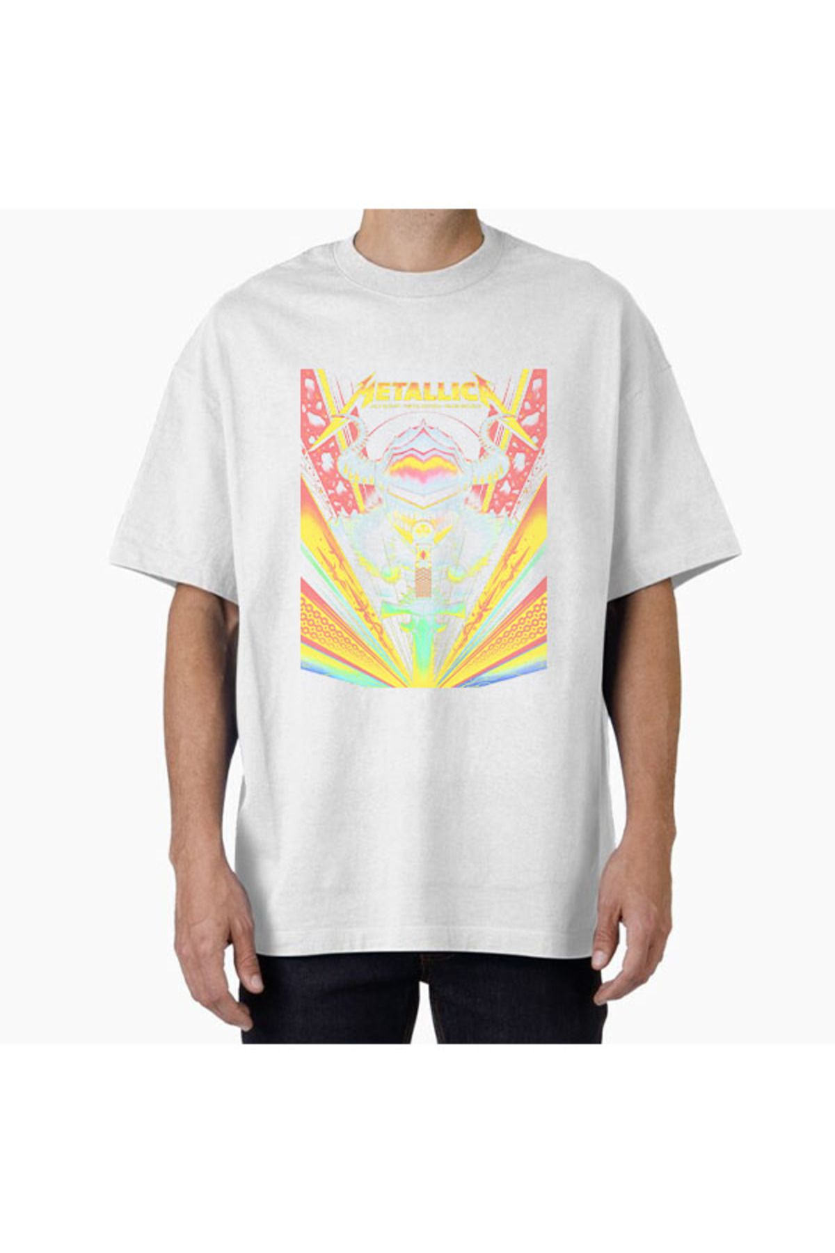 COMVİCHO Unisex metalica82 Tasarım Baskılı Oversize T-Shirt