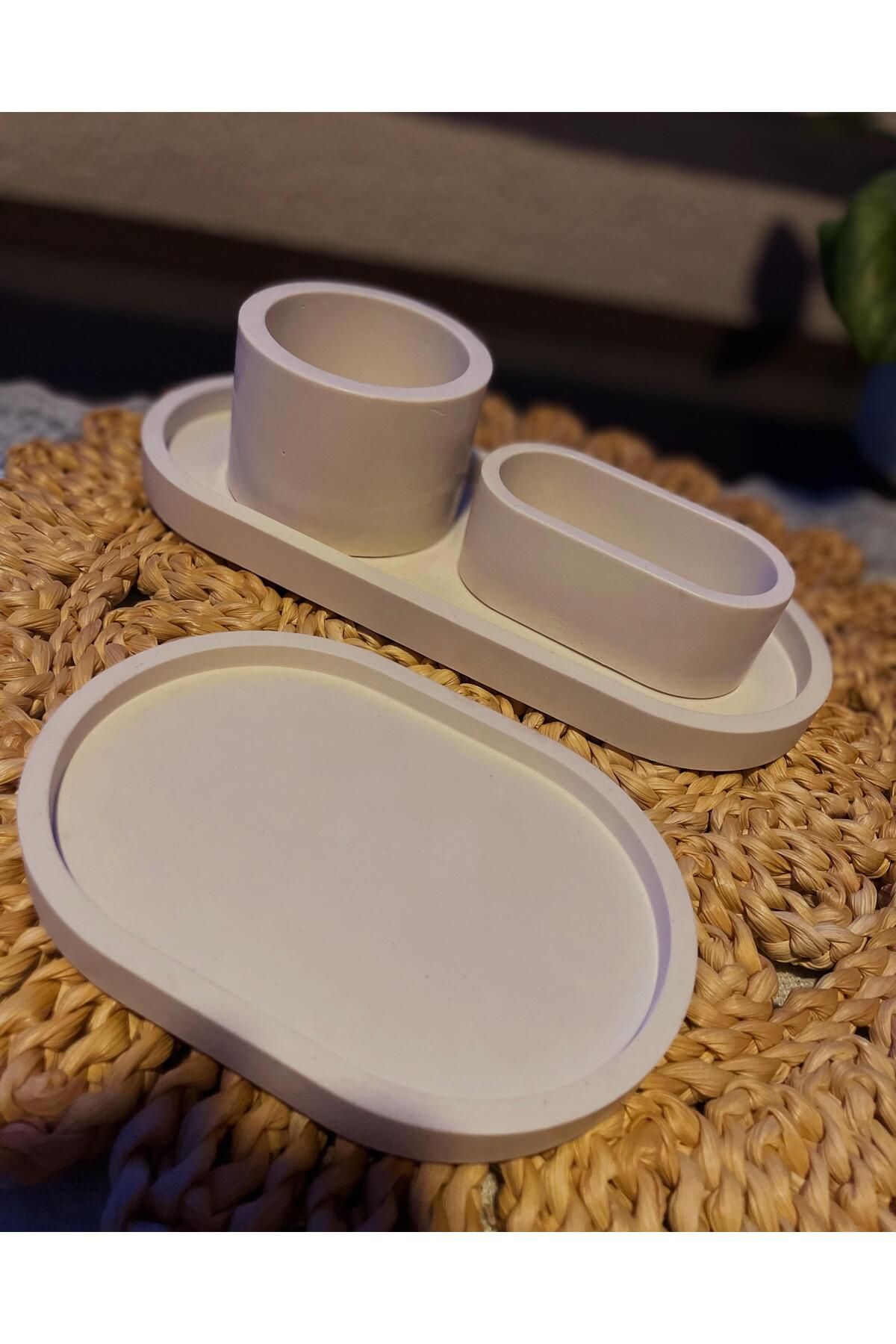 terra atölye 4’lü Beton Organizer Seti – Minimalist Tasarım