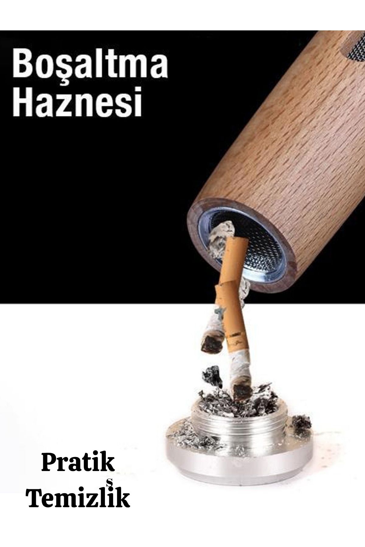 welcomein Taşınabilir Sigara Küllüğü Araç Küllük Araç Içi Mini Sigara Tutucu Ahşap ceviz kaplama Kül Tablası
