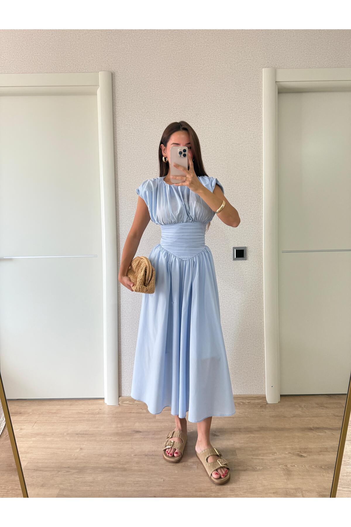 FMN Collection nařasená velká zvonová sukně stahovací design v pase krátký ru...