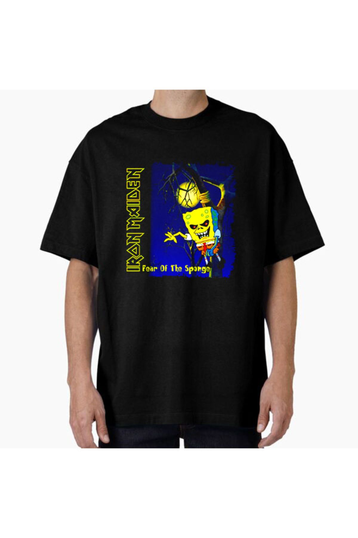 COMVİCHO Unisex maidenfearofthespongeOutput Tasarım Baskılı Oversize T-Shirt