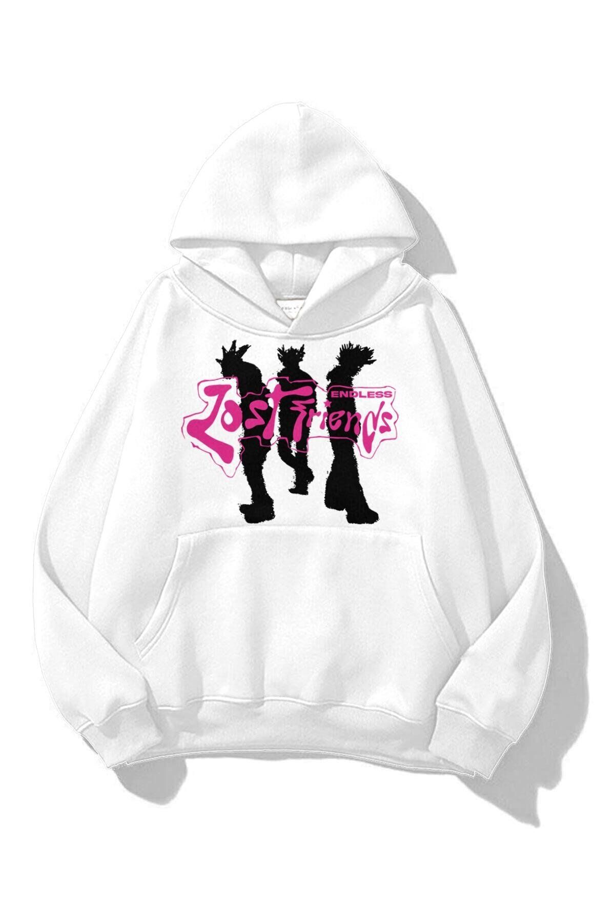 Boi Unisex Lost Friends Sweatshirt Beyaz