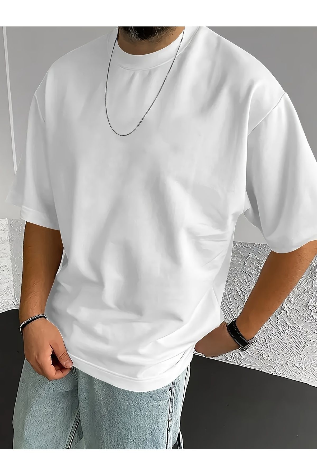 MODAVİBE Düz Basic Tişört – Bisiklet Yaka, Pamuk Polyester, 2 İplik Kumaş, Unisex
