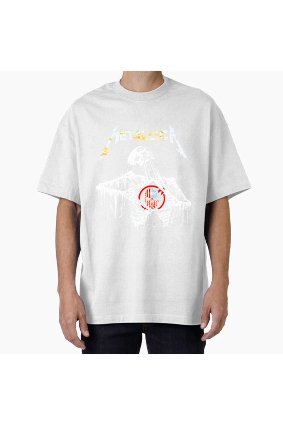 COMVİCHO Unisex MetallicaDTF06 Tasarım Baskılı Oversize T-Shirt