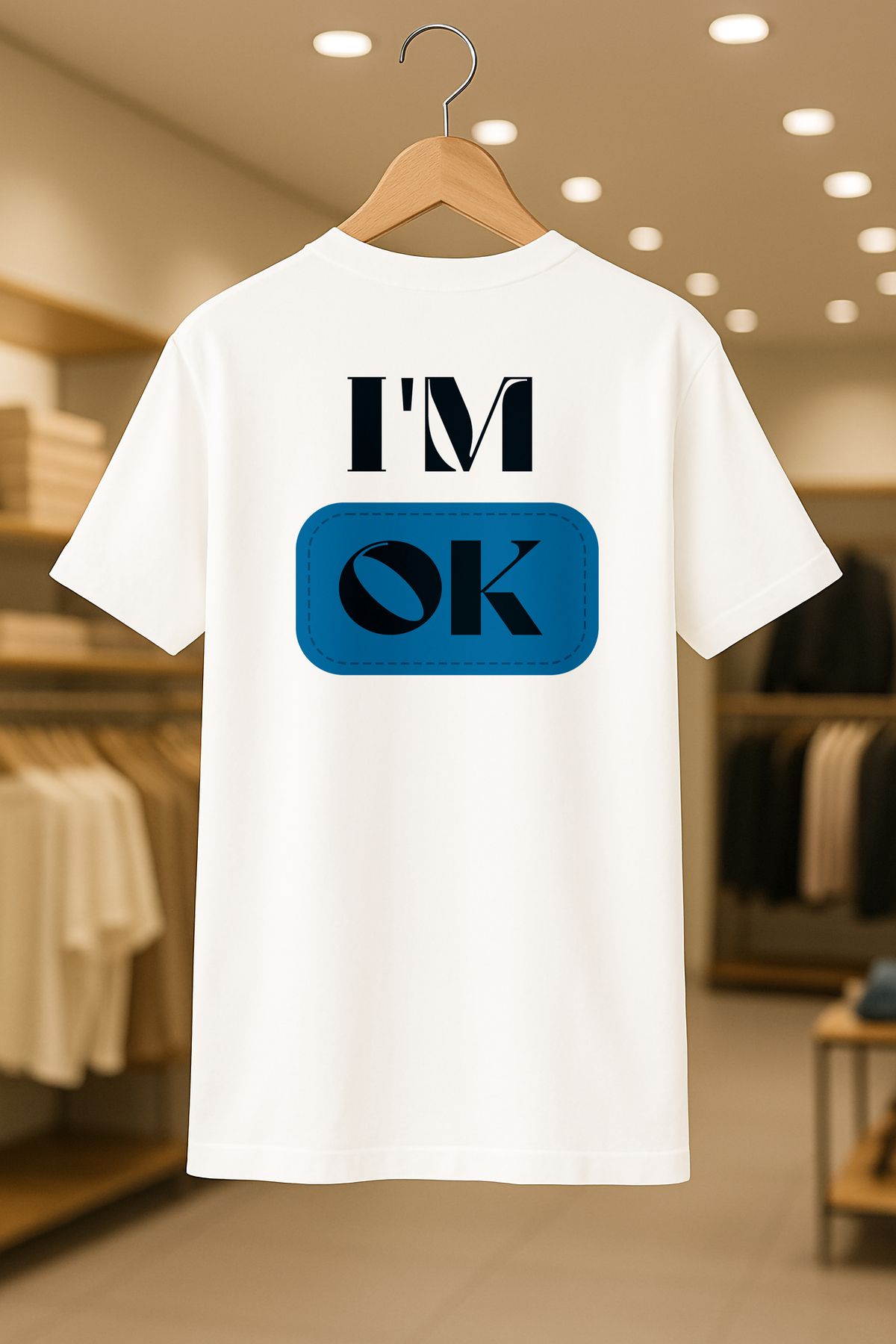 SELF CONTROL-I'M OK Oversize Unisex 100% βαμβακερό μπλουζάκι με αναπνεύσιμο χοντρό ύφασμα 2