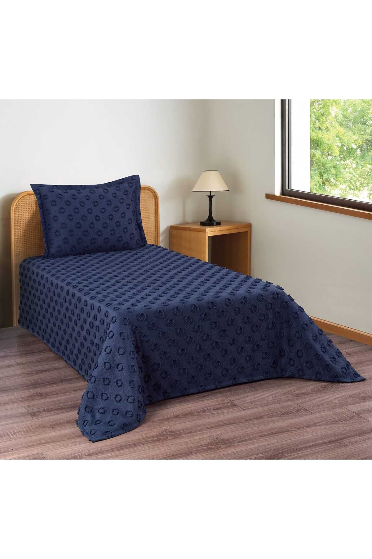 d'niss home touch of nature in your home Ponpon Desenli 2 Parça Tek Kişilik Yatak Örtüsü