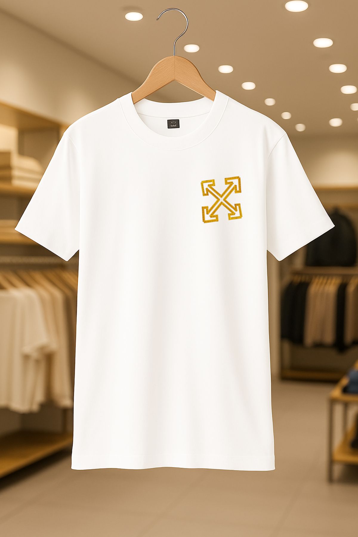 SELF CONTROL Off-White Metre Oversize Unisex %100 Pamuklu Nefes Alan Kalin Kumaşlı T-Shirt
