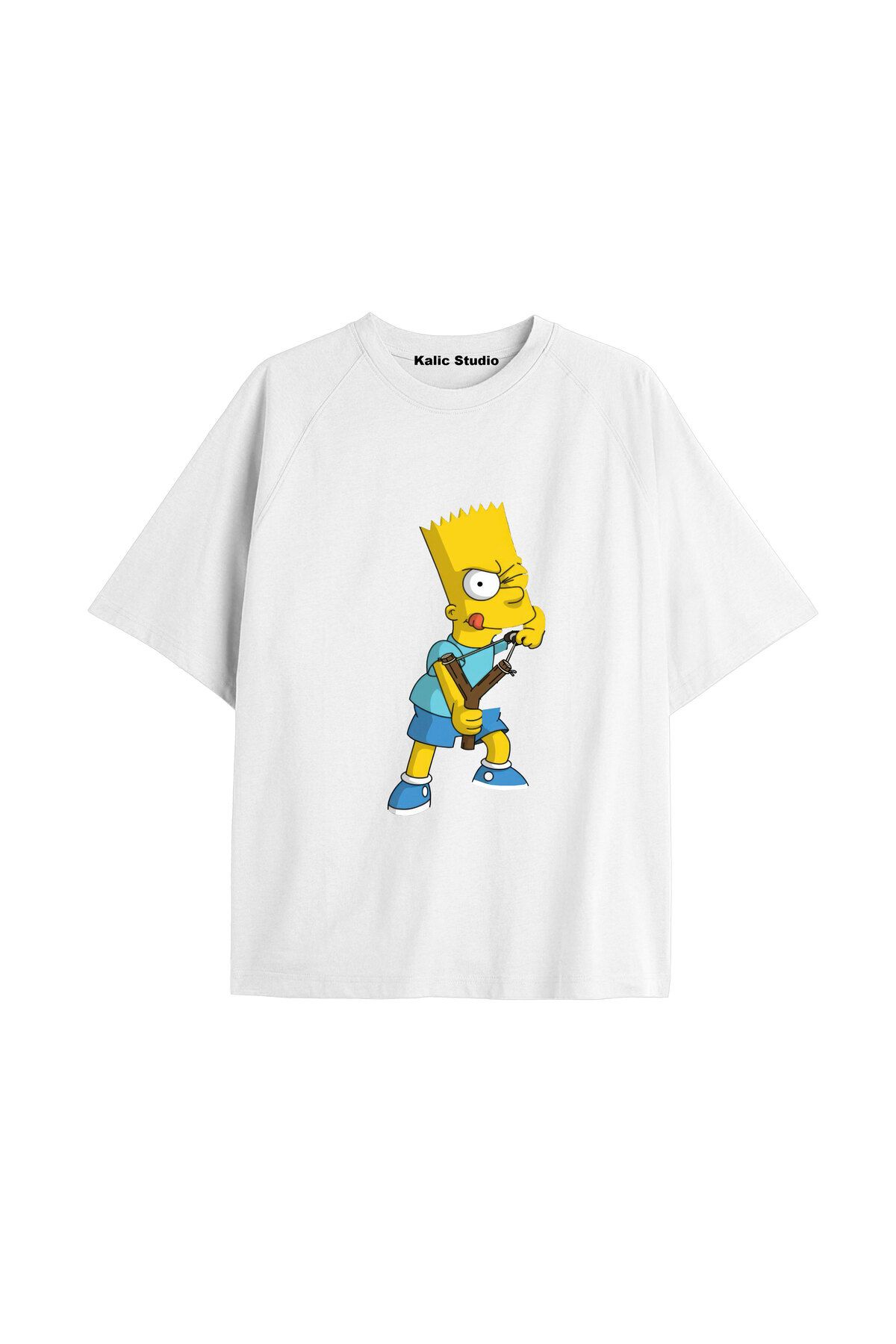 Kalic Studio Y2k vintage Simpson Baskılı Beyaz T-shirt KOD 266