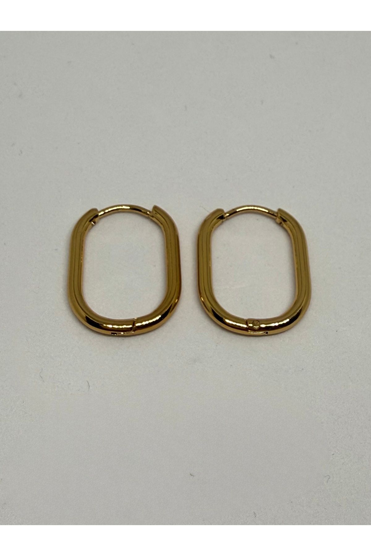 Gulsah's Store Çelik oval gold küpe