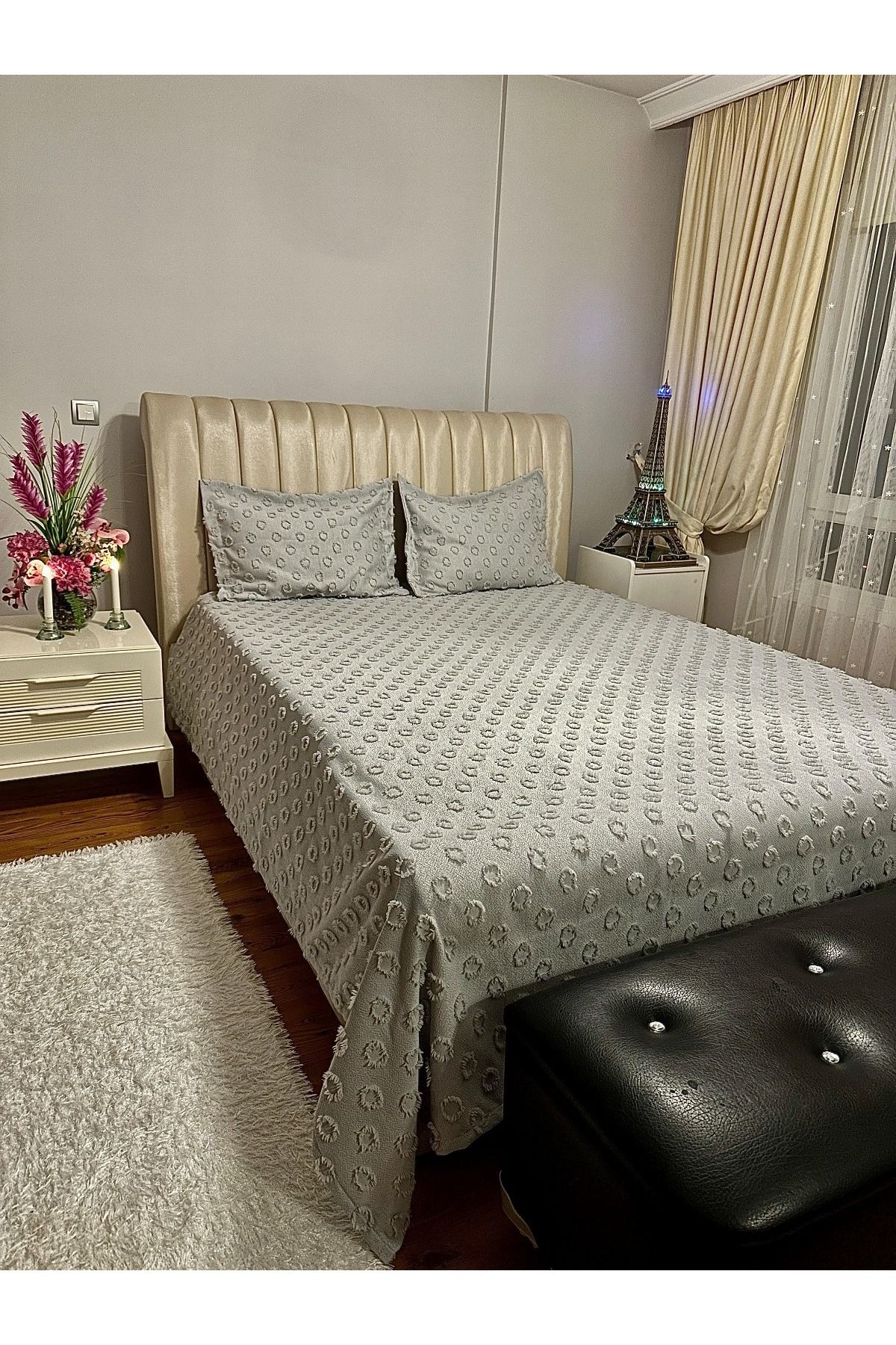 d'niss home touch of nature in your home-3 Piece Double Bedspread with Pompom Pattern 3