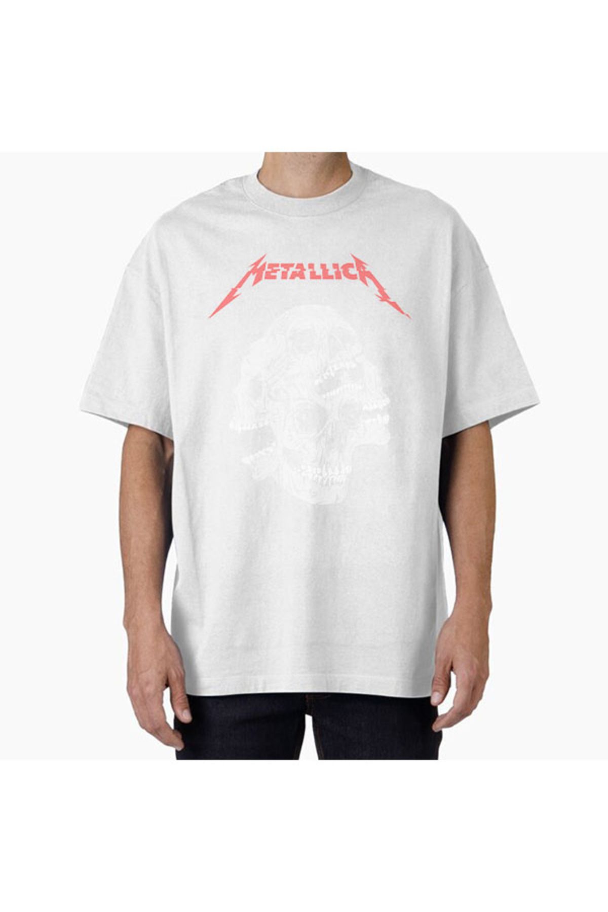 COMVİCHO Unisex metal5 Tasarım Baskılı Oversize T-Shirt