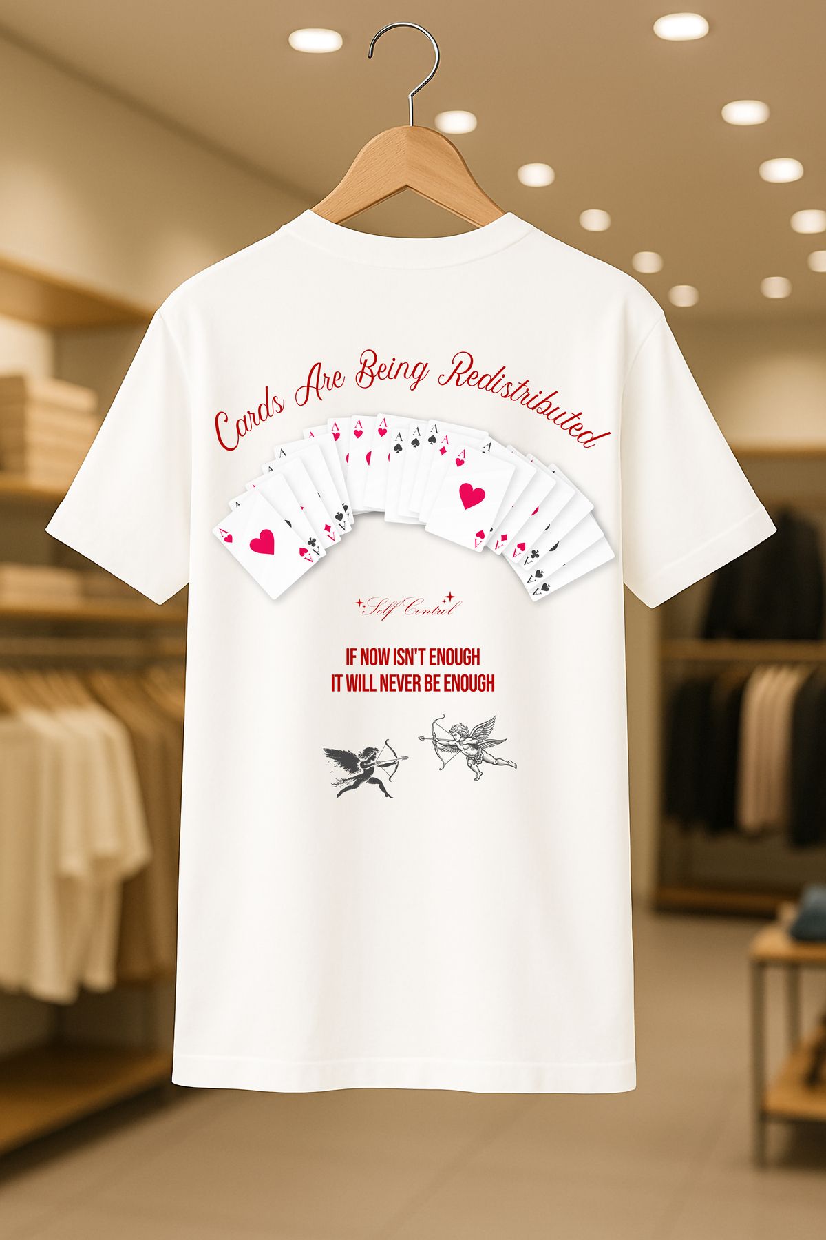 SELF CONTROL Poker Oversize Unisex %100 Pamuklu Nefes Alan Kalin Kumaşlı T-Shirt