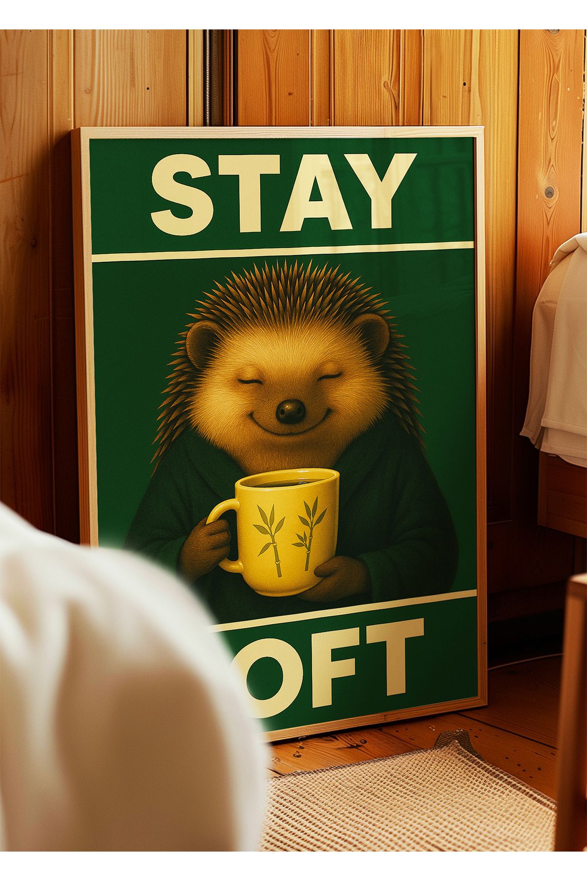 ARTHOUSECOLLECTIVE STAY SOFT Kirpi Posteri - Minimal Dekoratif Kahve Posteri - Tablo Ölçülerinde Çerçevesiz Poster